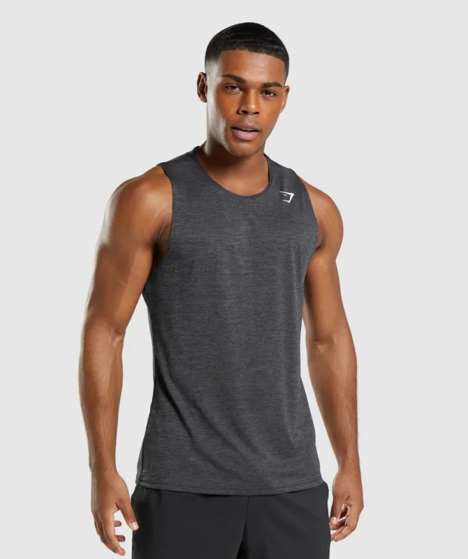 Gymshark Arrival Slim Marl Tank - Black/Onyx Grey Marl sold by Gymshark