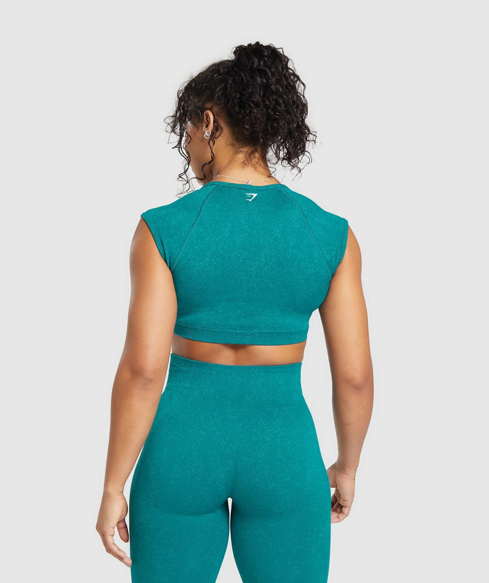Gymshark Adapt Fleck Seamless Crop Top - Ocean Teal/Artificial Teal sold by Gymshark product image thumbnail 2