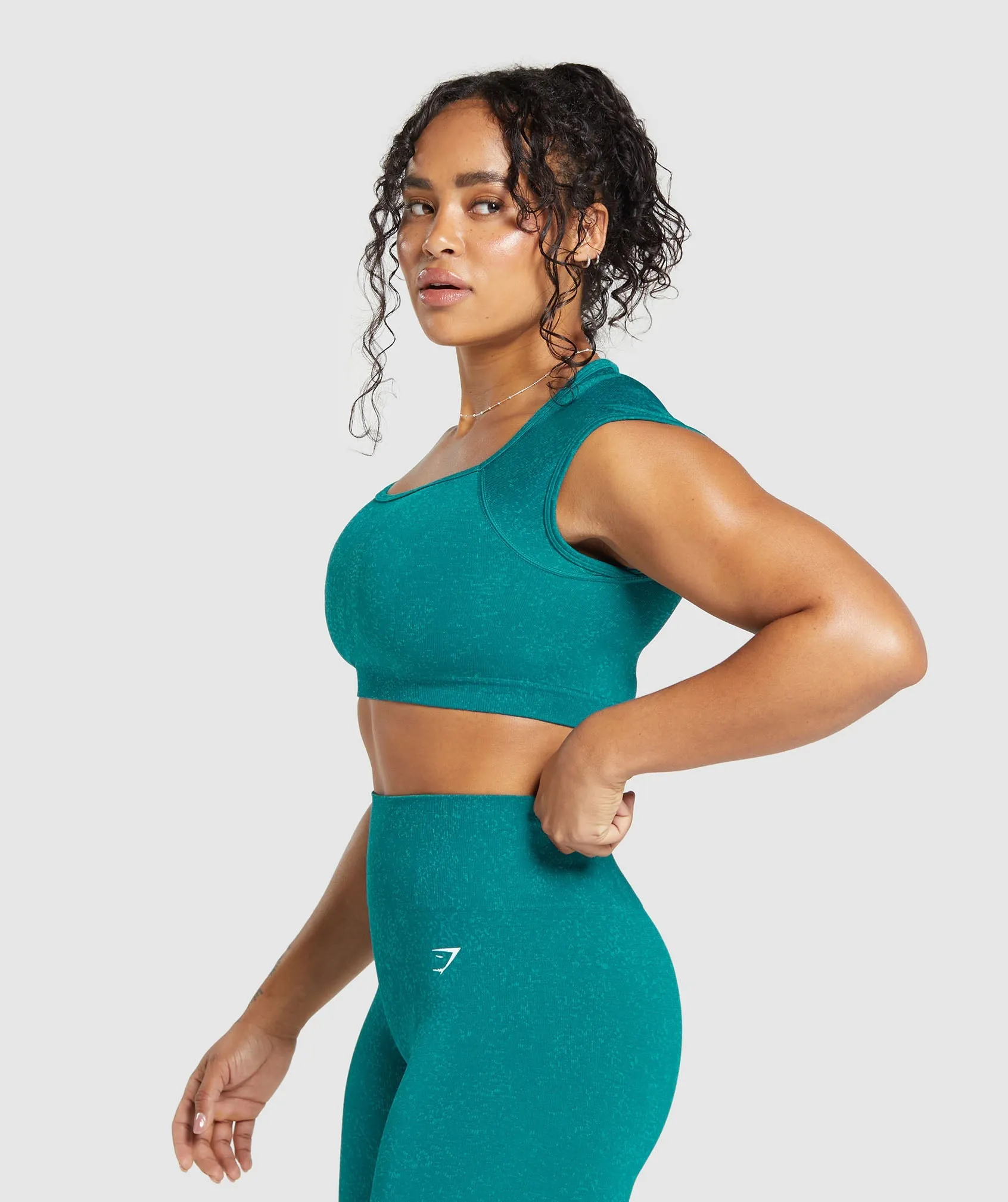 Gymshark Adapt Fleck Seamless Crop Top - Ocean Teal/Artificial Teal sold by Gymshark product image thumbnail 3