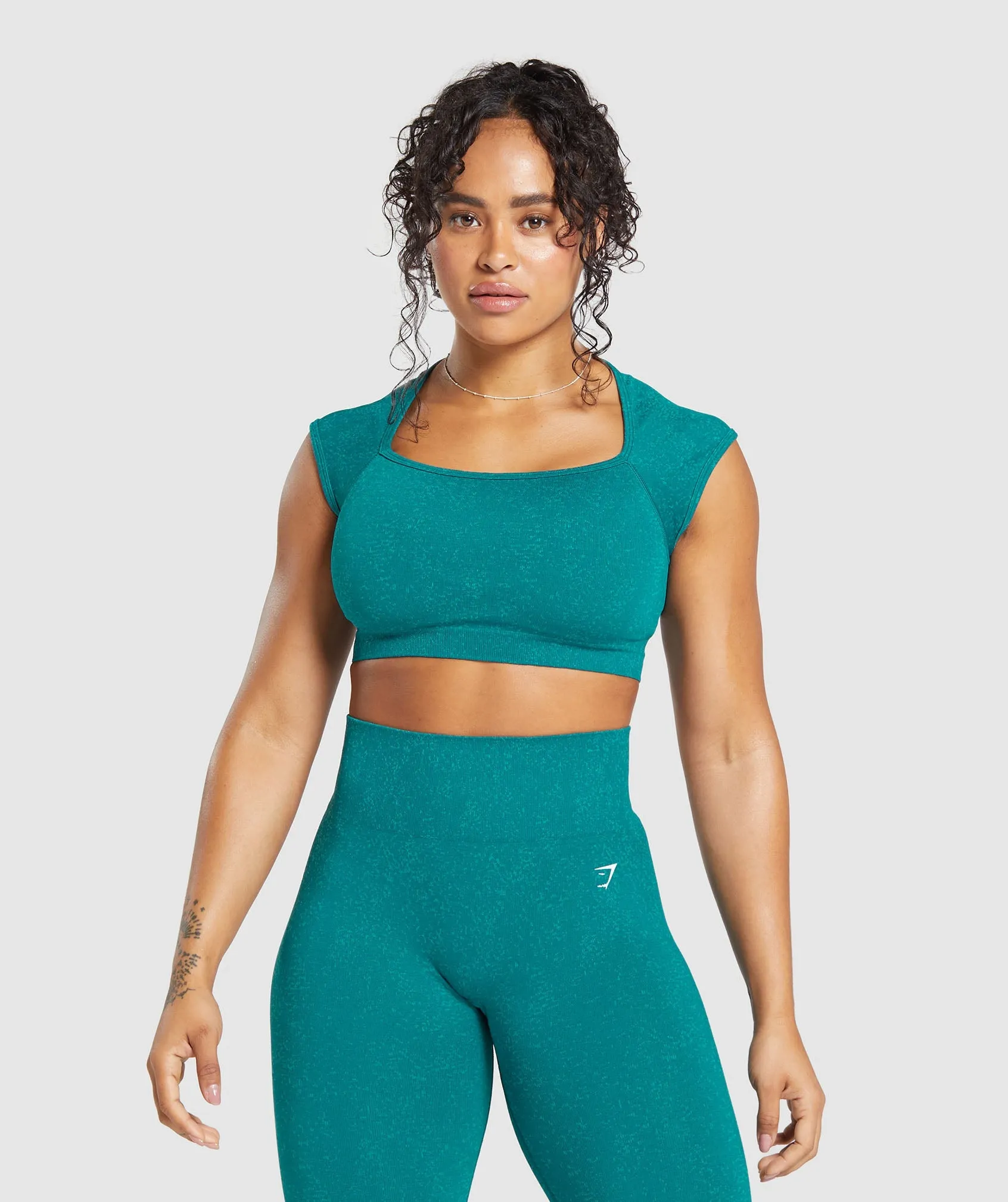 Gymshark Adapt Fleck Seamless Crop Top - Ocean Teal/Artificial Teal sold by Gymshark