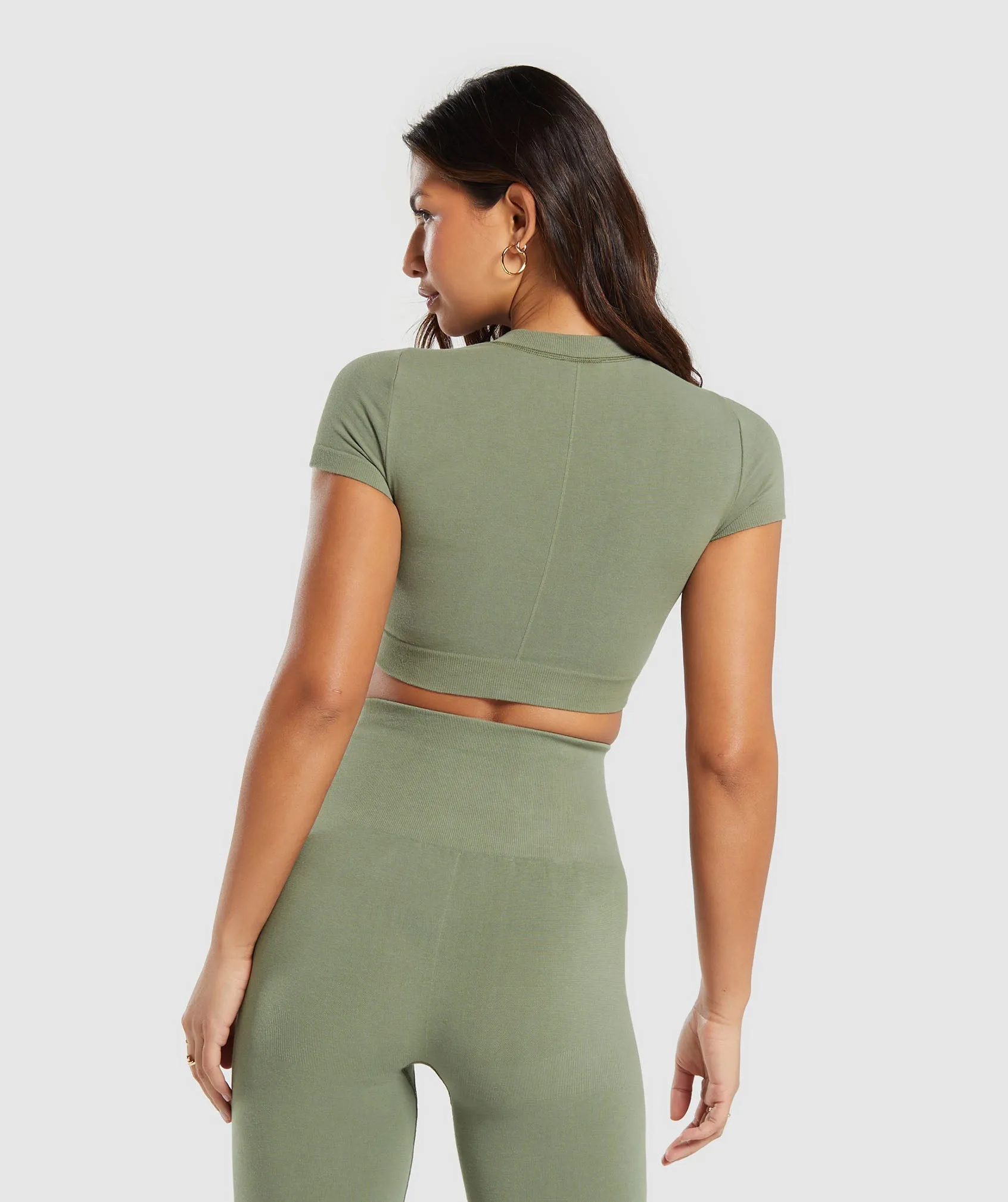 Gymshark Cotton Seamless Crop Top - Base Green sold by Gymshark product image thumbnail 2