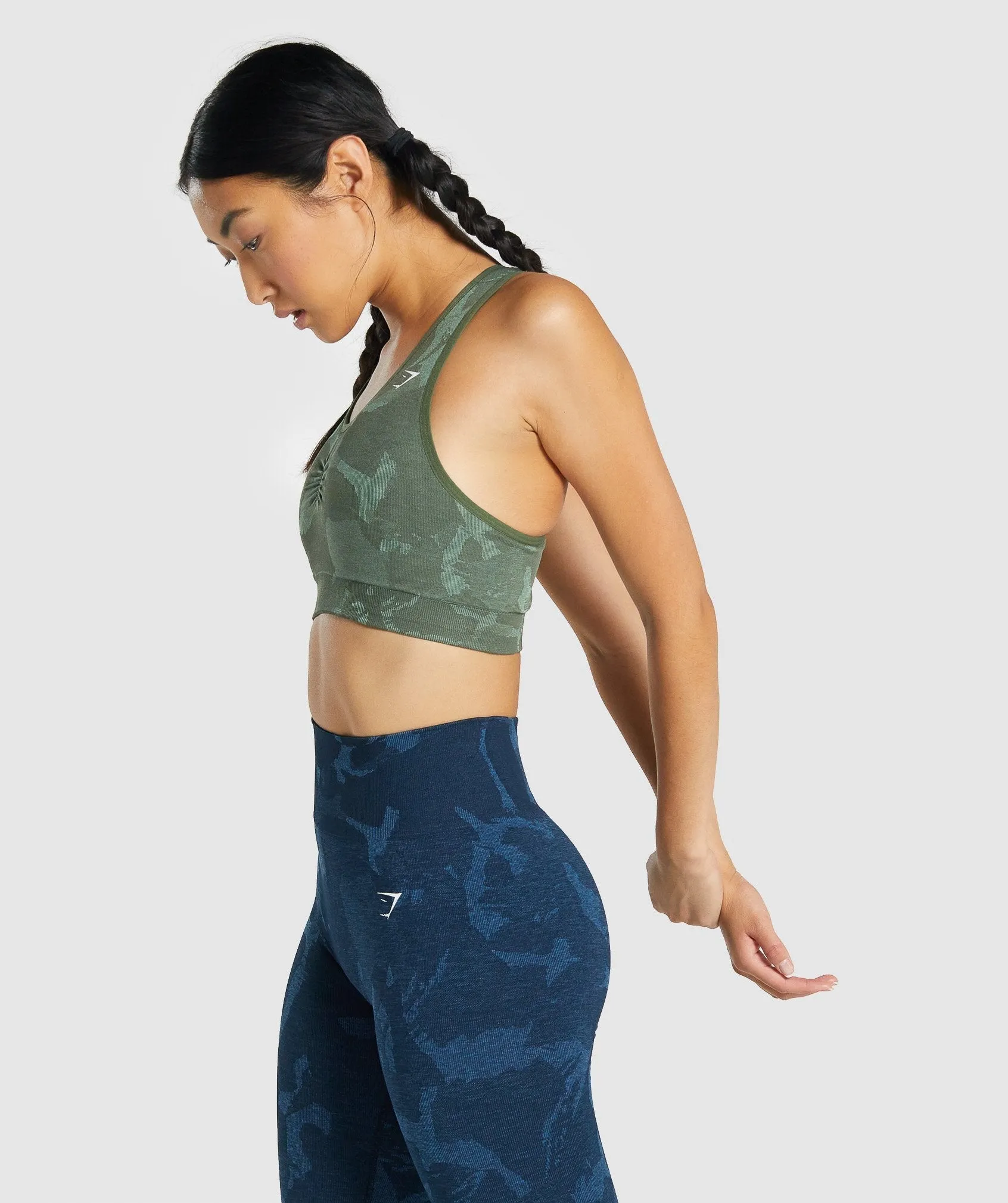 Gymshark Adapt Camo Seamless Racer Back Sports Bra - Savanna | Green sold by Gymshark product image thumbnail 2