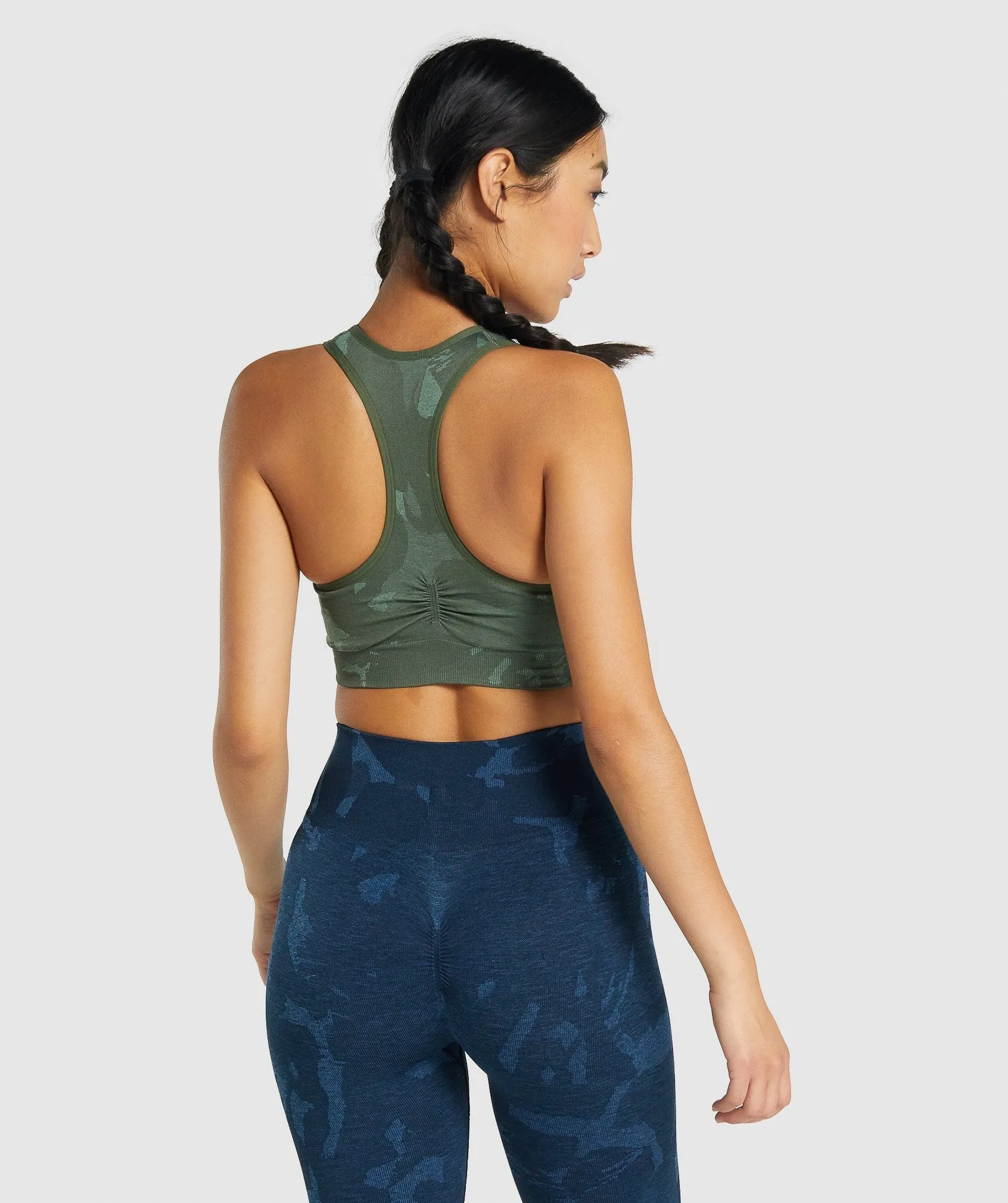 Gymshark Adapt Camo Seamless Racer Back Sports Bra - Savanna | Green sold by Gymshark product image thumbnail 3