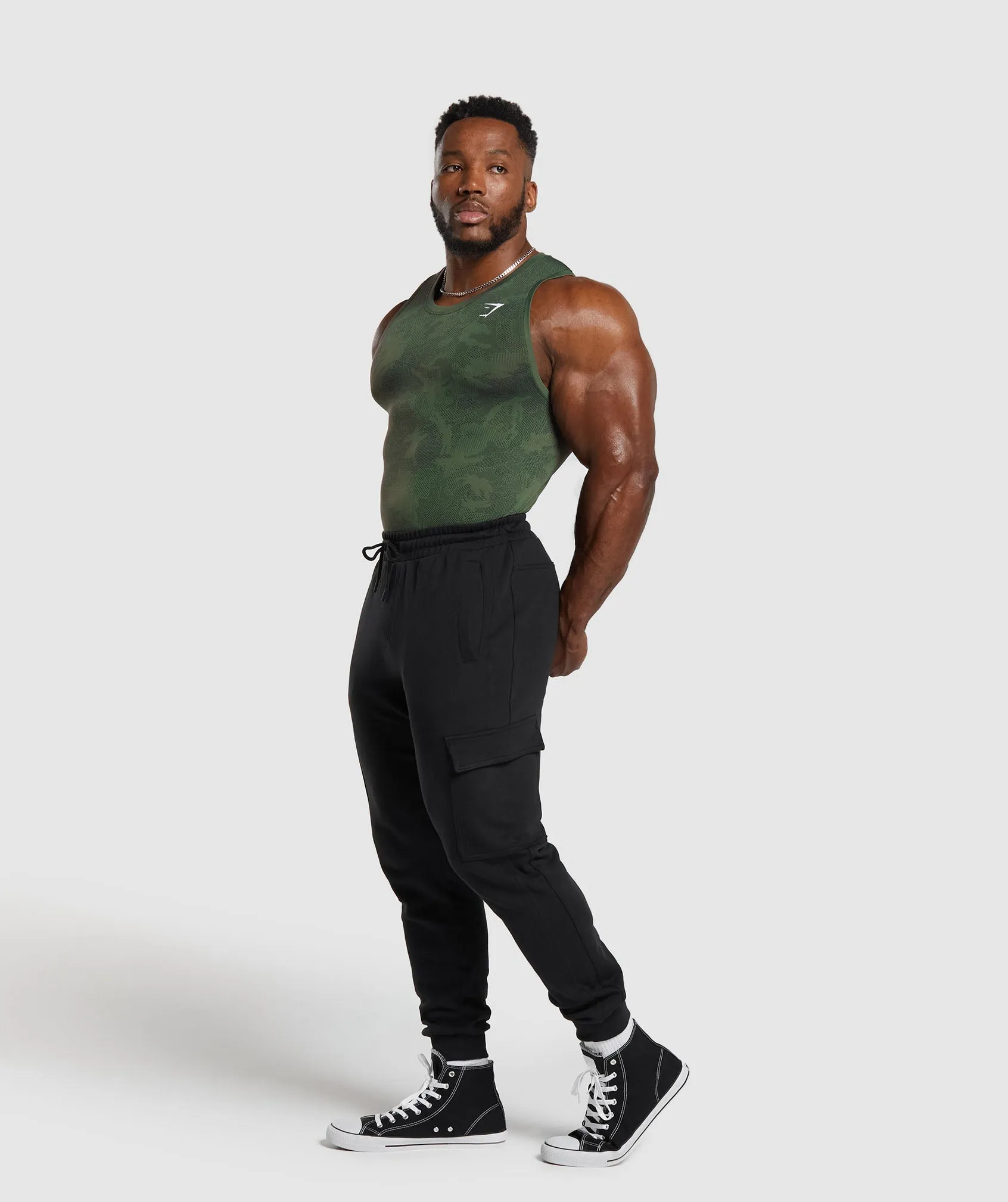 Gymshark Geo Seamless Tank - Core Olive/Black sold by Gymshark product image thumbnail 4
