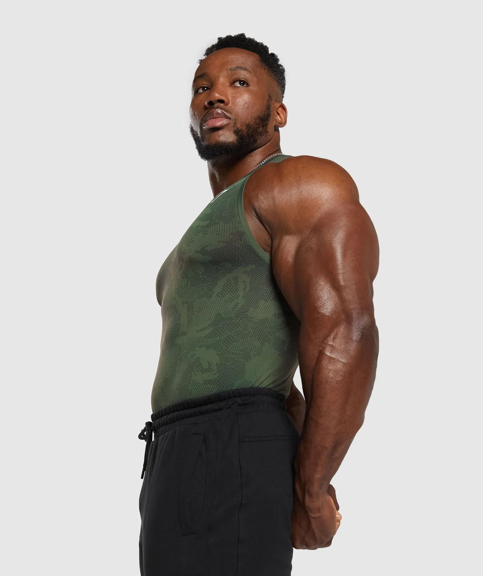 Gymshark Geo Seamless Tank - Core Olive/Black sold by Gymshark product image thumbnail 5