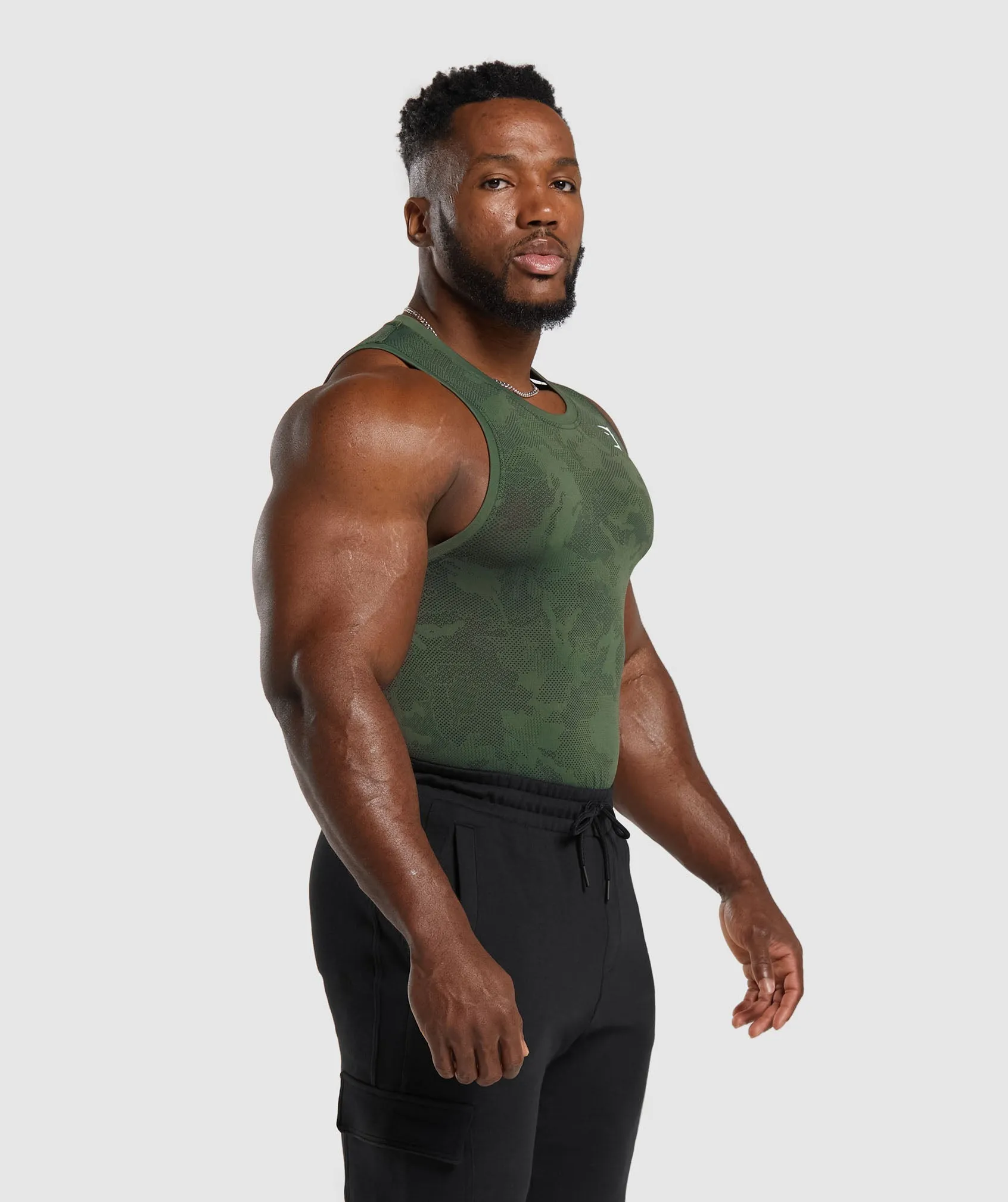Gymshark Geo Seamless Tank - Core Olive/Black sold by Gymshark product image thumbnail 3