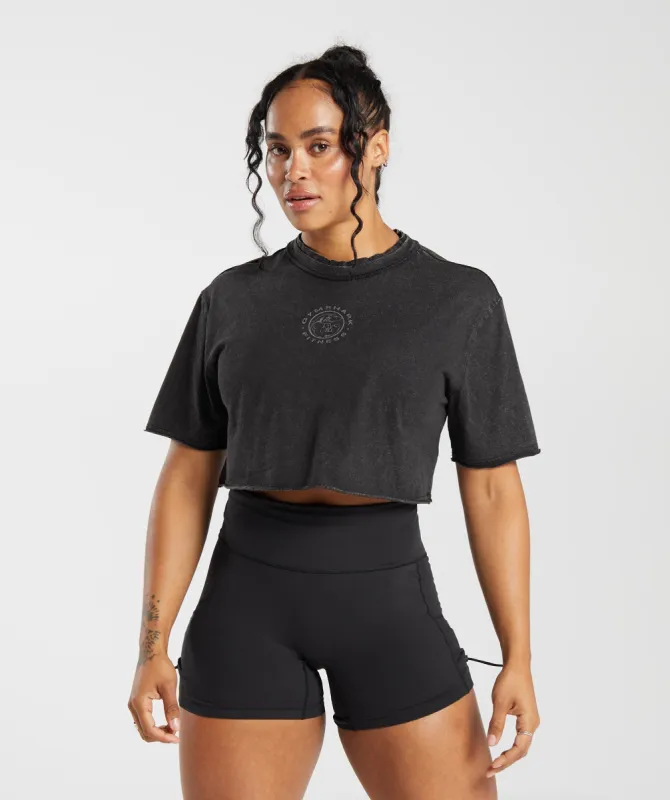 Gymshark Legacy Washed Crop Top - Black sold by Gymshark