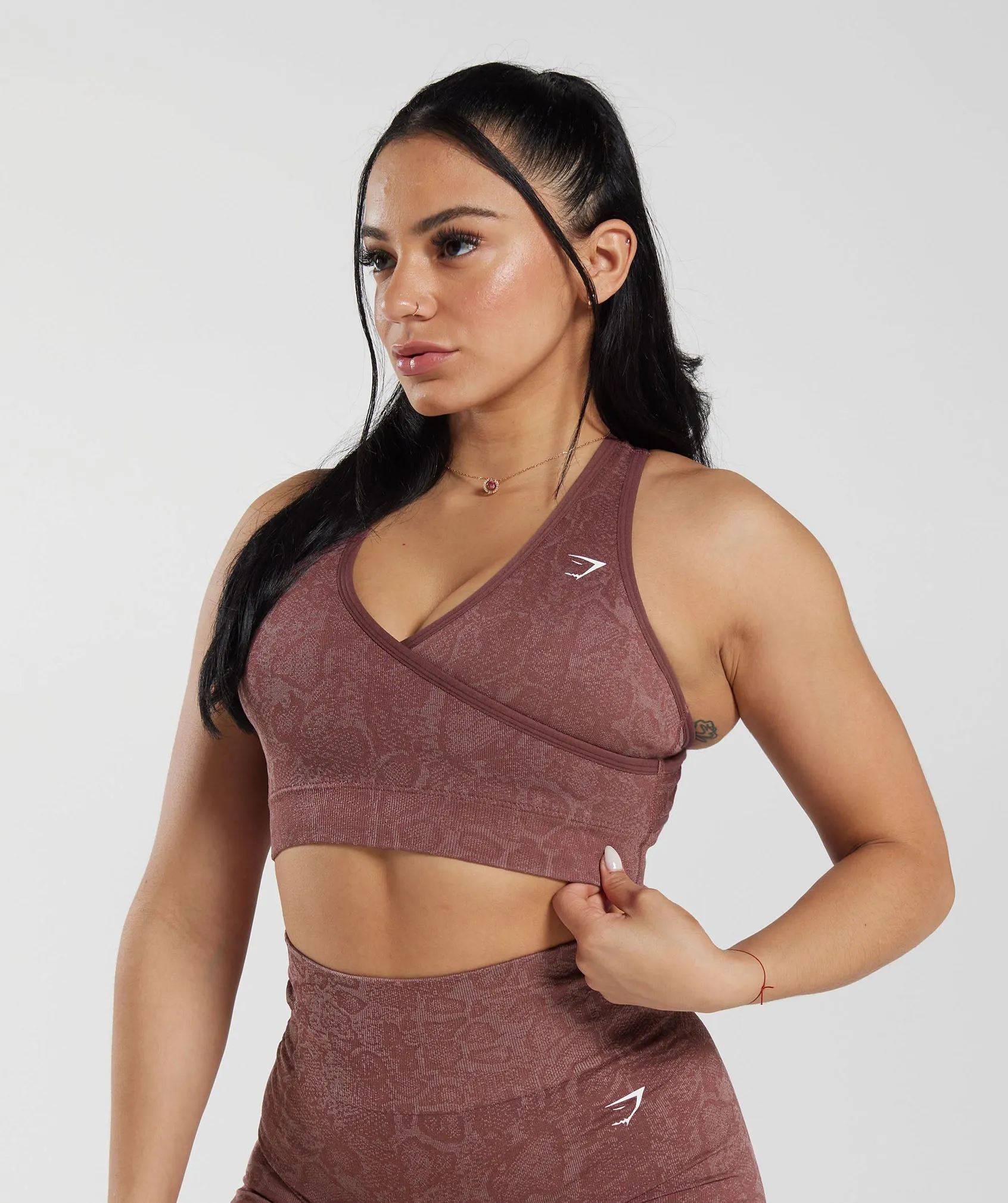 Gymshark Adapt Animal Seamless Sports Bra - Modern Blush Pink/Magenta Brown sold by Gymshark product image thumbnail 3