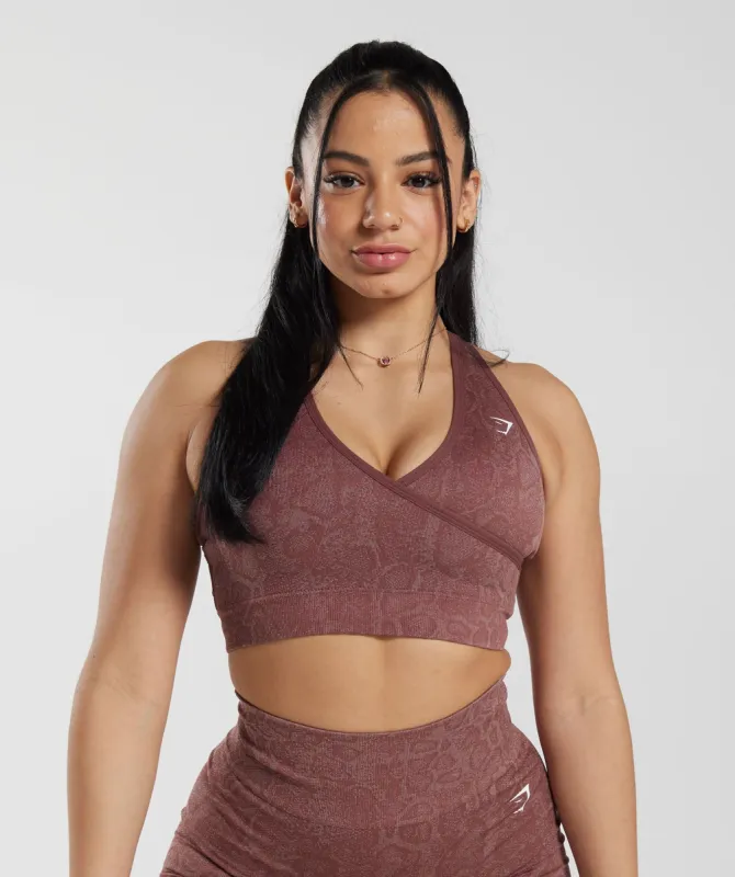 Gymshark Adapt Animal Seamless Sports Bra - Modern Blush Pink/Magenta Brown sold by Gymshark