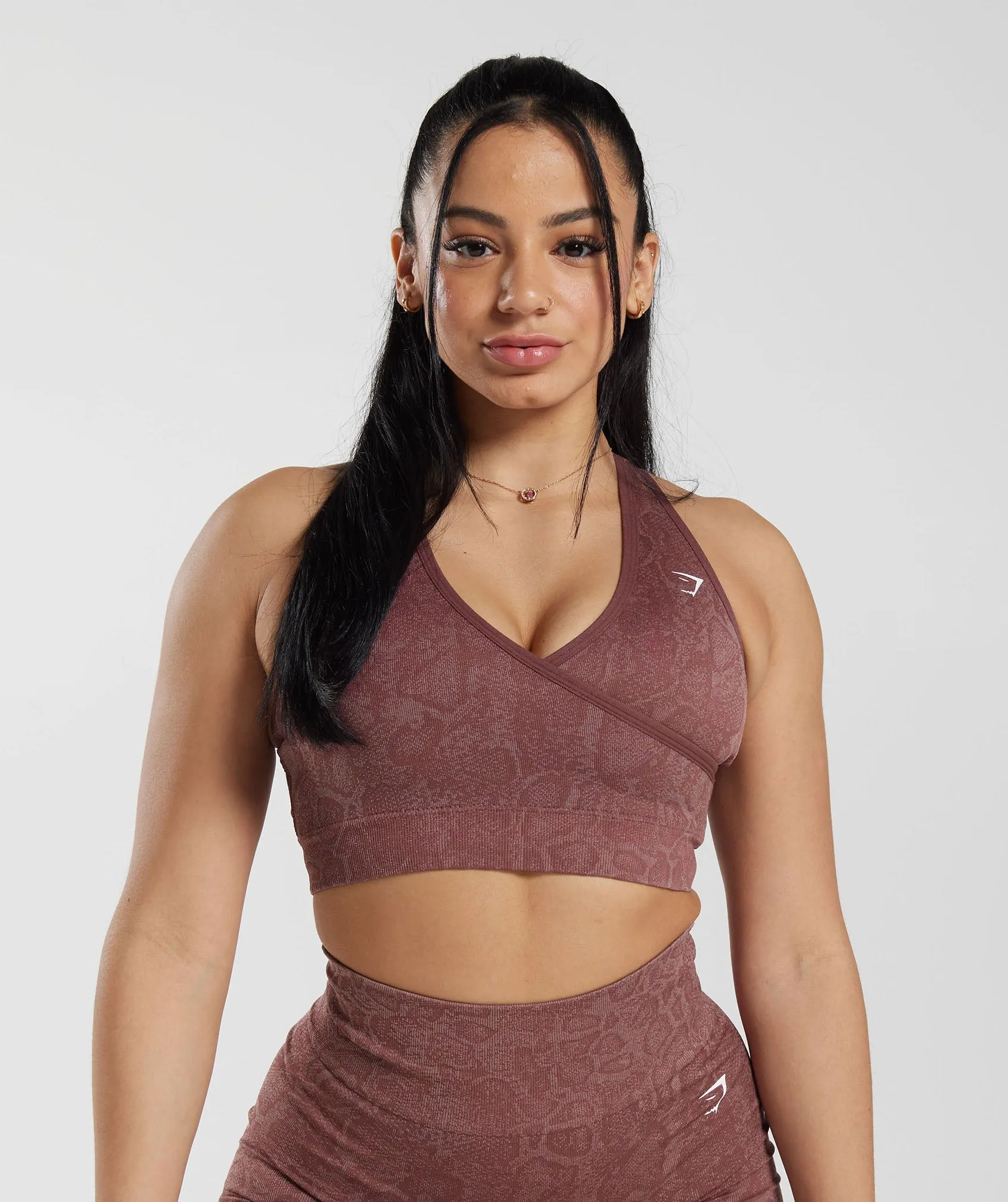Gymshark Adapt Animal Seamless Sports Bra - Modern Blush Pink/Magenta Brown sold by Gymshark