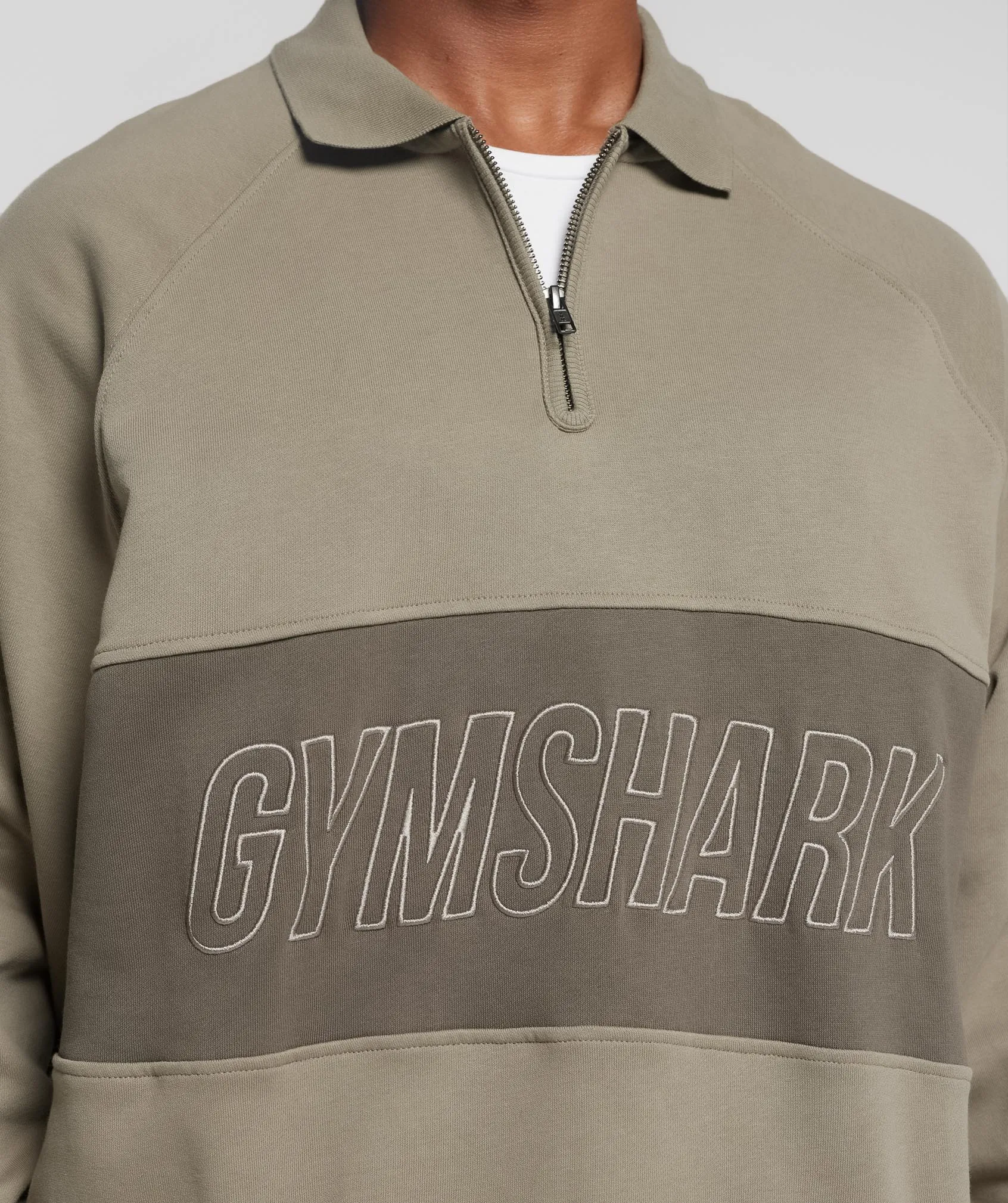 Gymshark Rest Day Essentials Sweatshirt Polo - Linen Brown/Camo Brown sold by Gymshark product image thumbnail 5