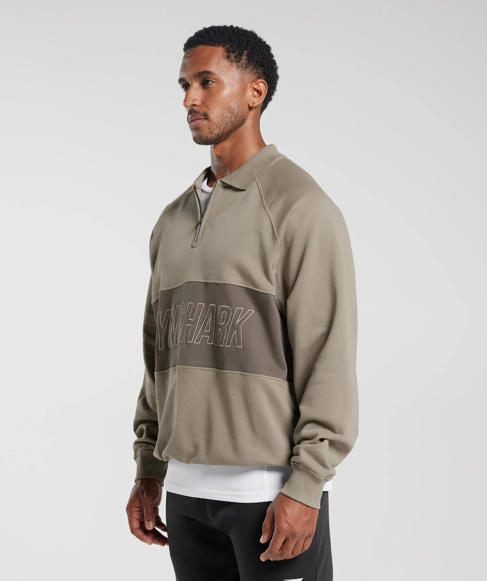Gymshark Rest Day Essentials Sweatshirt Polo - Linen Brown/Camo Brown sold by Gymshark product image thumbnail 3