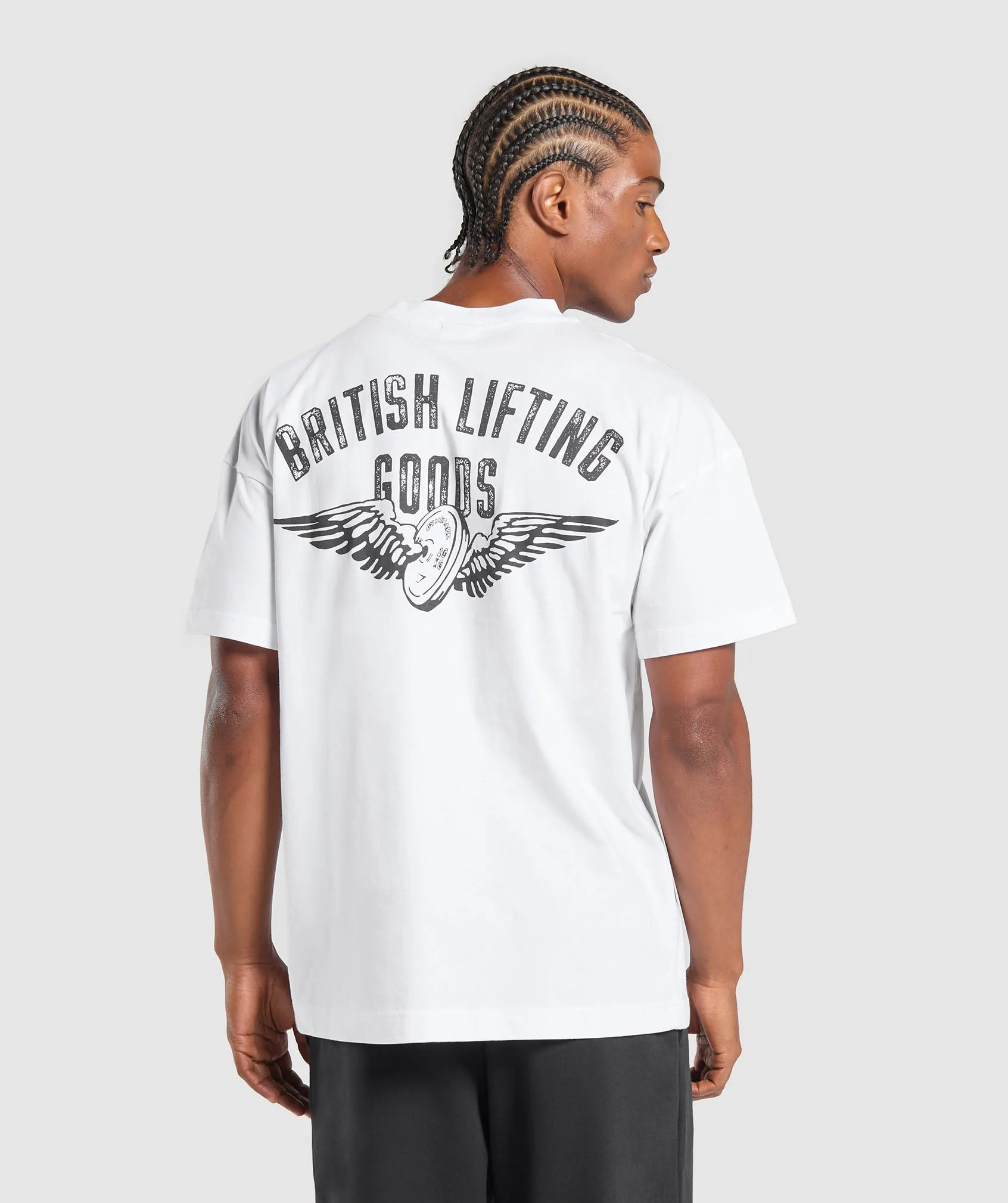 Gymshark British Lifting Goods Graphic T-Shirt - White sold by Gymshark