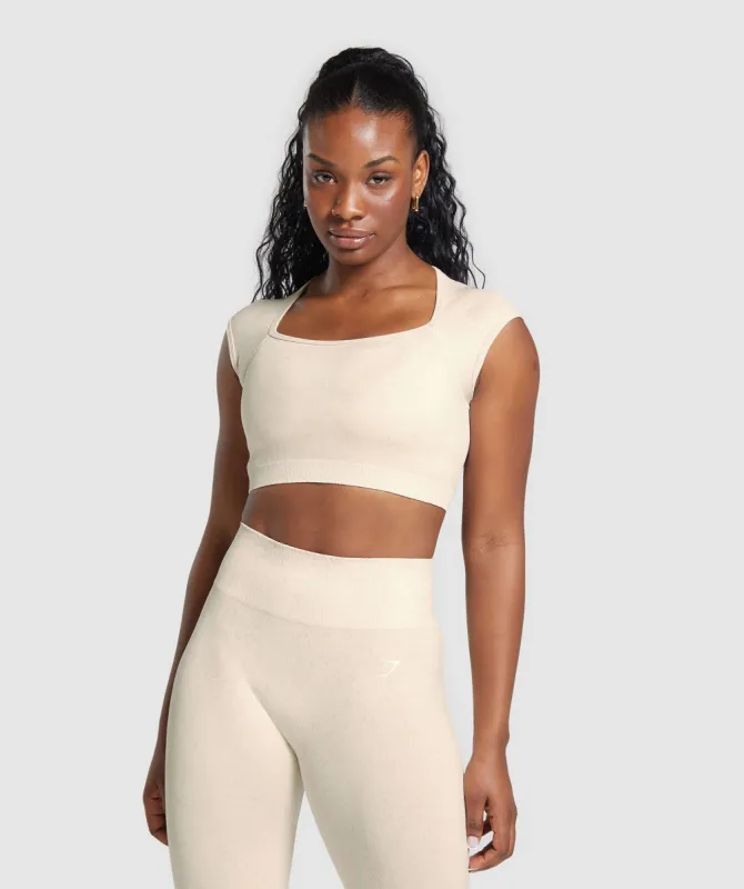 Gymshark Adapt Fleck Seamless Crop Top - Coconut White sold by Gymshark