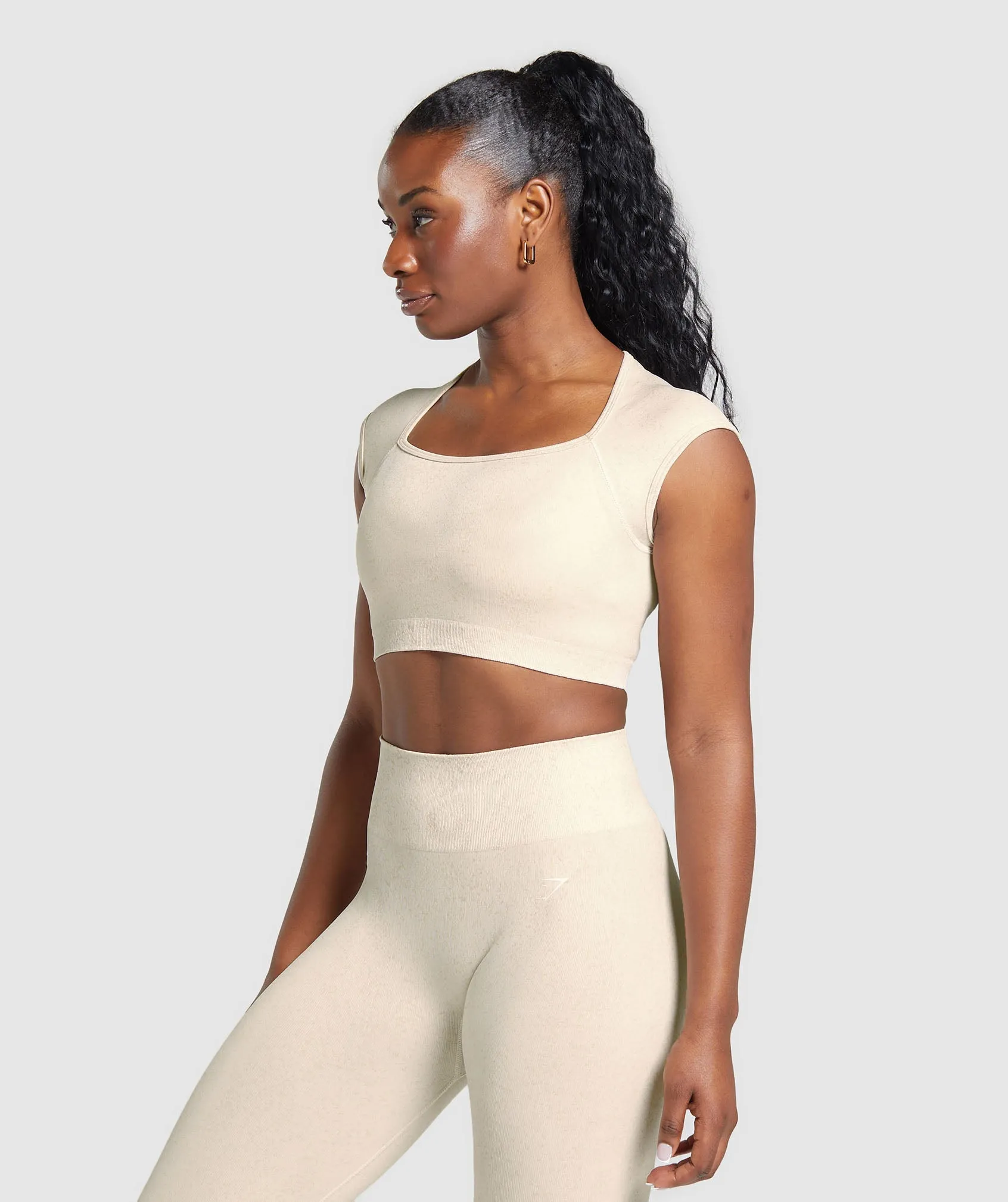 Gymshark Adapt Fleck Seamless Crop Top - Coconut White sold by Gymshark product image thumbnail 3