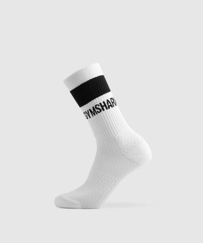 Gymshark Premium Logo Crew Socks - White sold by Gymshark
