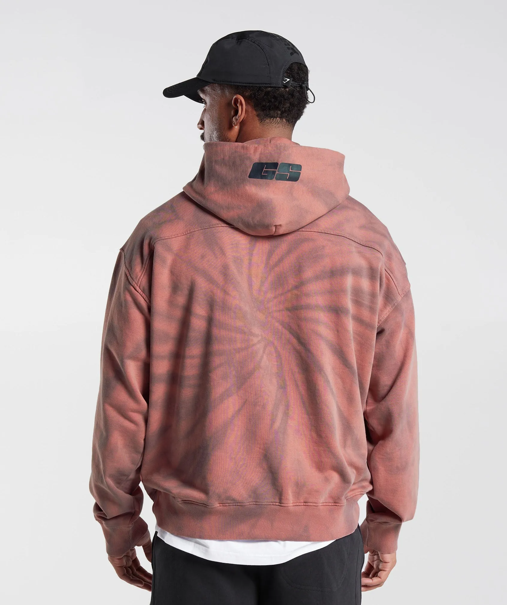 Gymshark Rest Day Hoodie - Terracotta Pink/Dusty Maroon/Spiral Optic Wash sold by Gymshark product image thumbnail 2