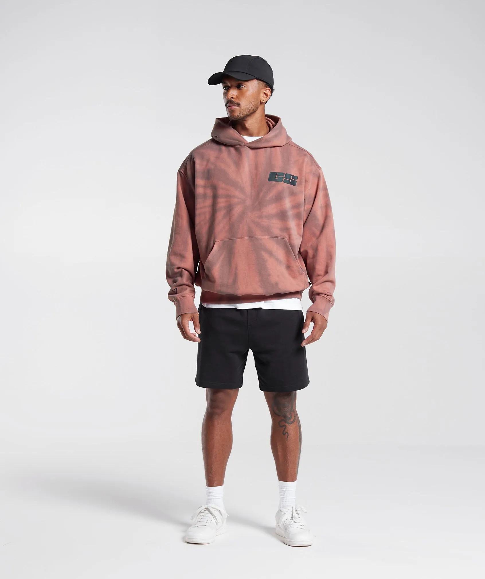 Gymshark Rest Day Hoodie - Terracotta Pink/Dusty Maroon/Spiral Optic Wash sold by Gymshark product image thumbnail 4