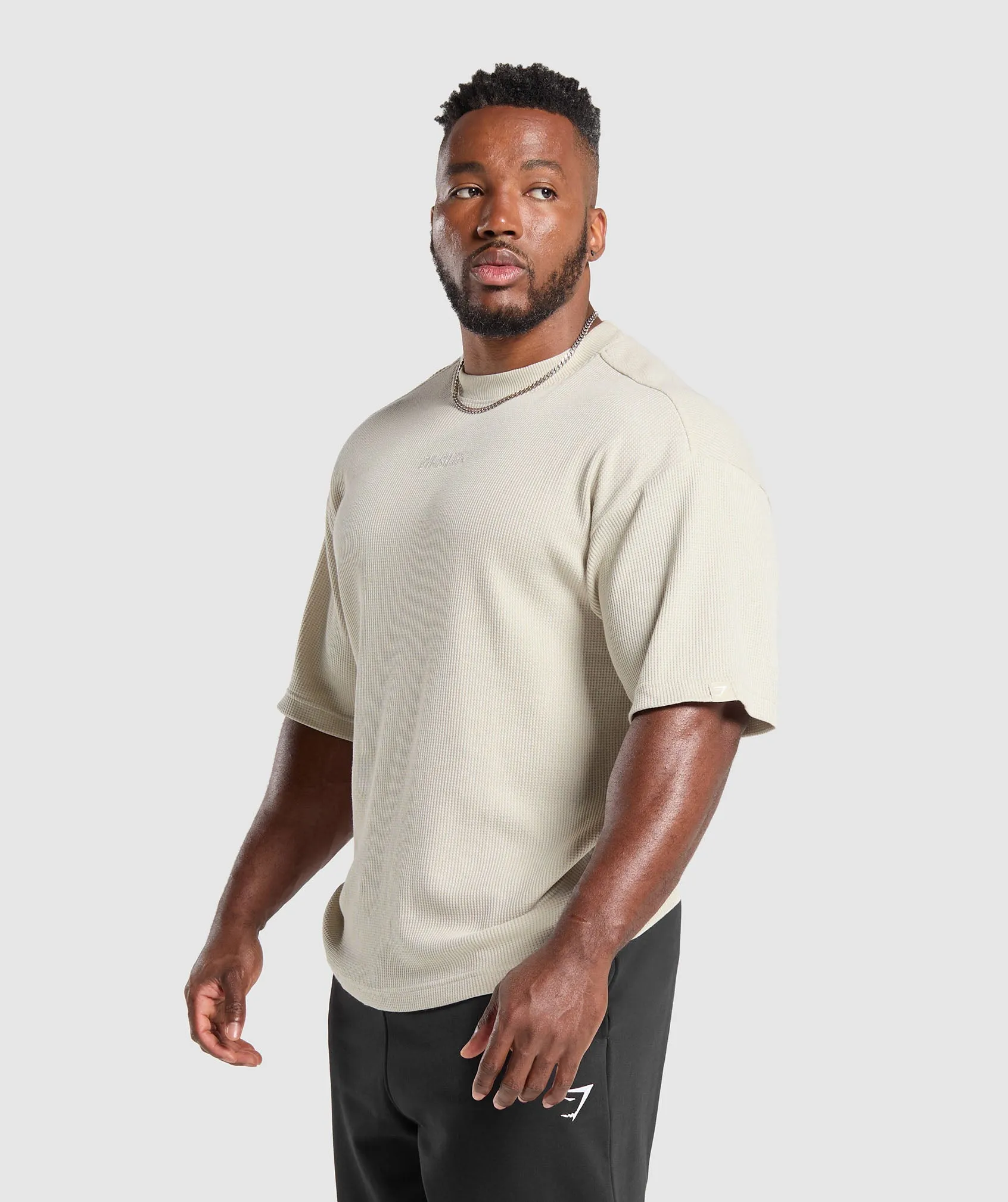 Gymshark Waffle Oversized T-Shirt - Pebble Grey sold by Gymshark product image thumbnail 3