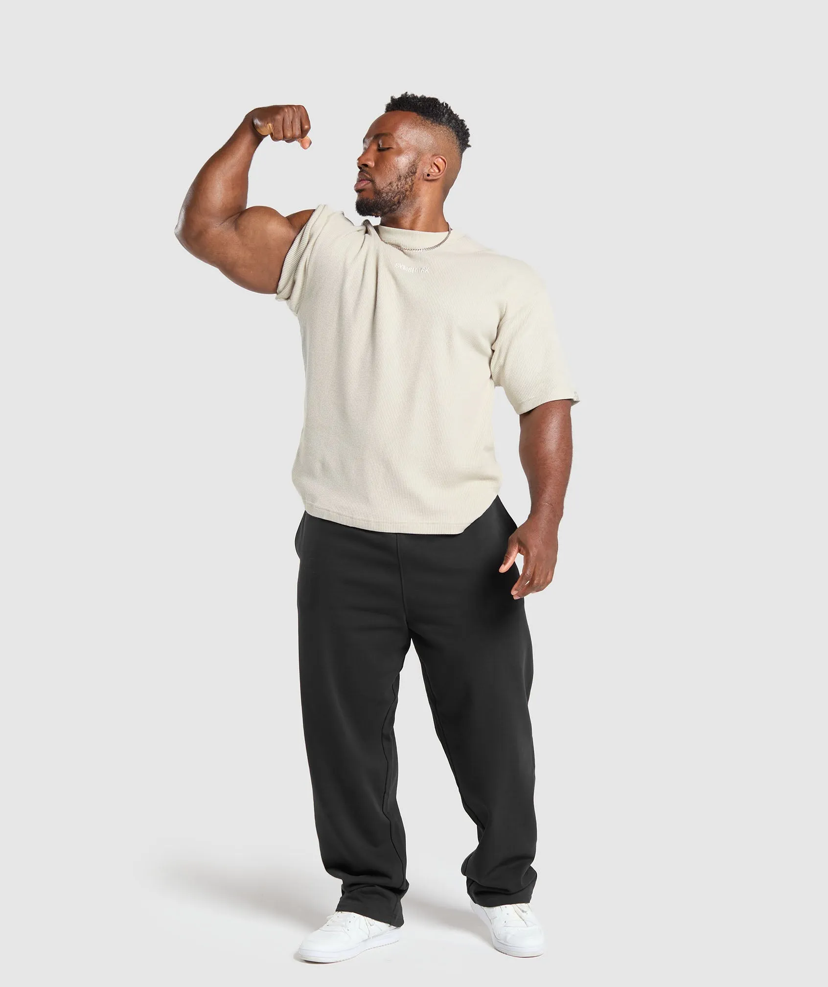 Gymshark Waffle Oversized T-Shirt - Pebble Grey sold by Gymshark product image thumbnail 4