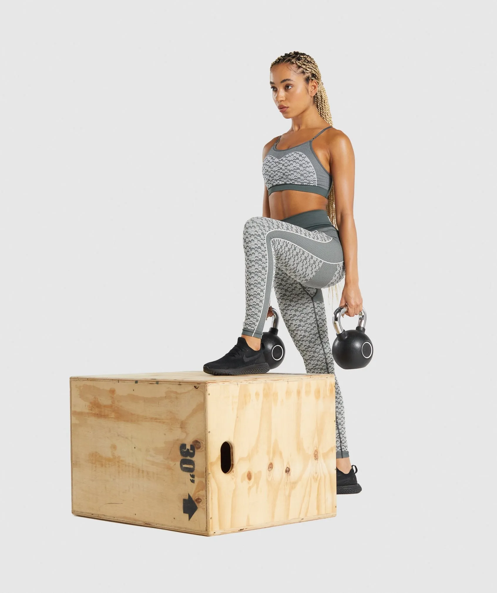 Gymshark WTFlex Seamless High Waisted Leggings - Chevron | Charcoal sold by Gymshark product image thumbnail 4