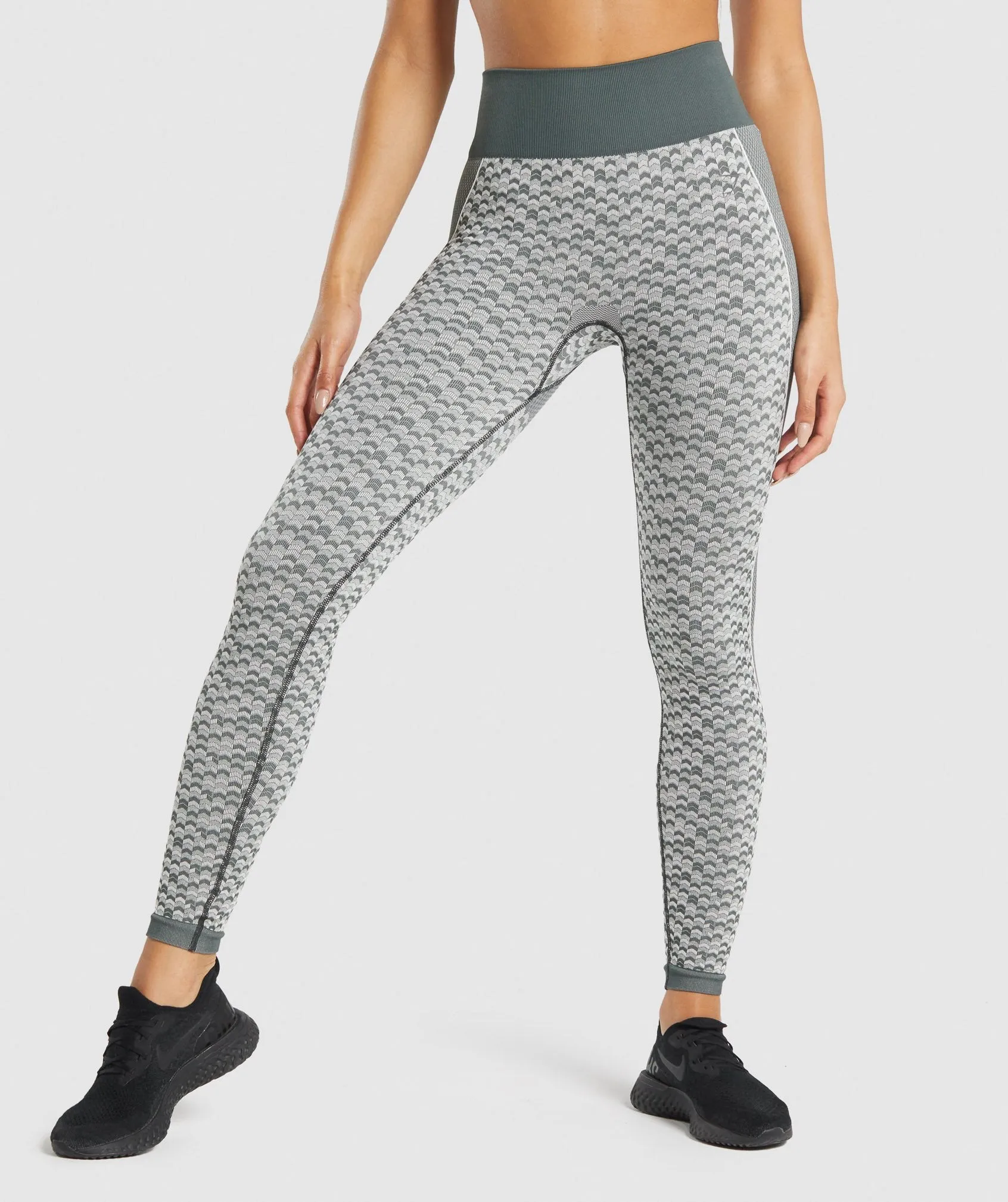 Gymshark WTFlex Seamless High Waisted Leggings - Chevron | Charcoal sold by Gymshark