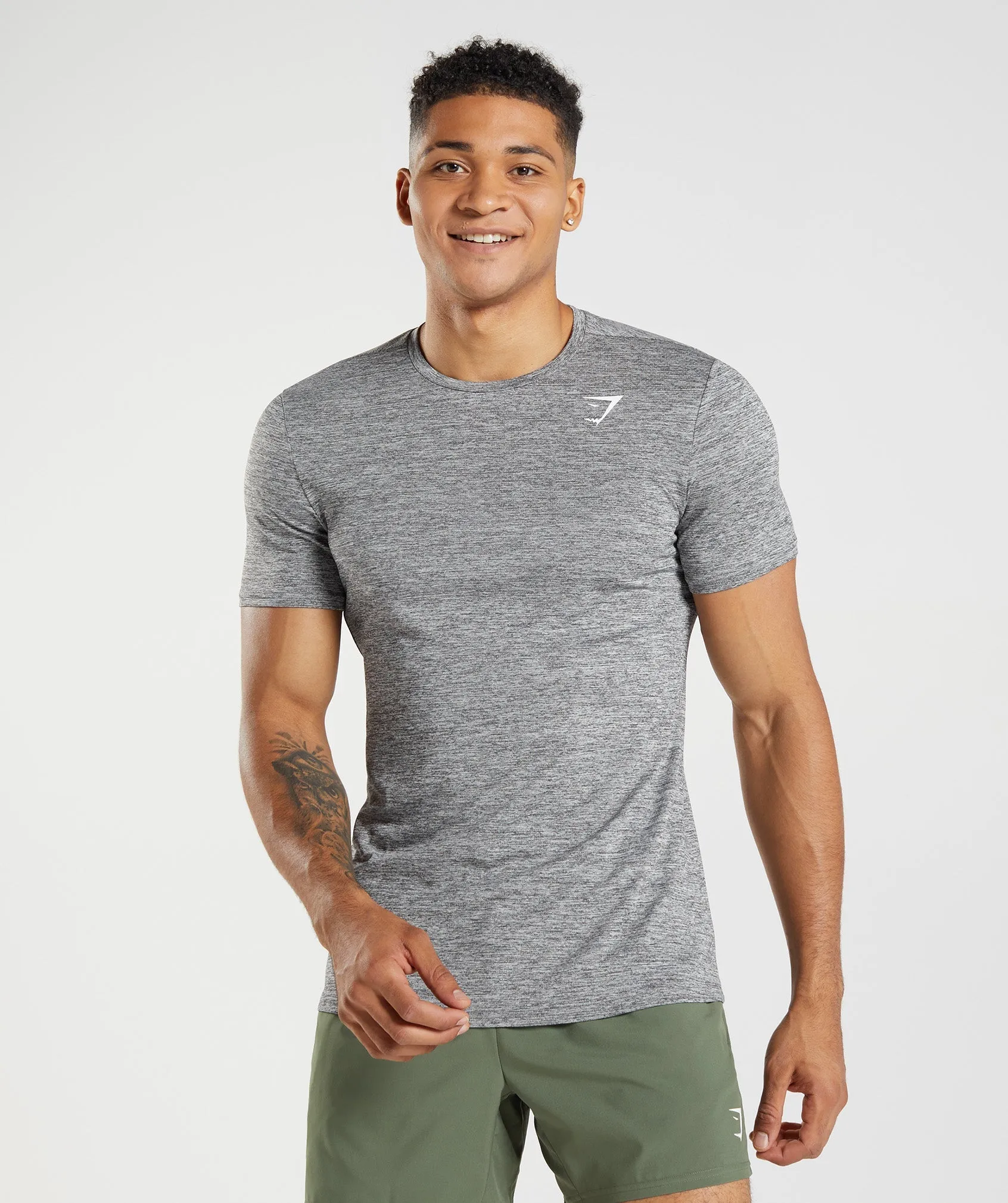 Gymshark Arrival Marl T-Shirt - Silhouette Grey/Light Grey Marl sold by Gymshark