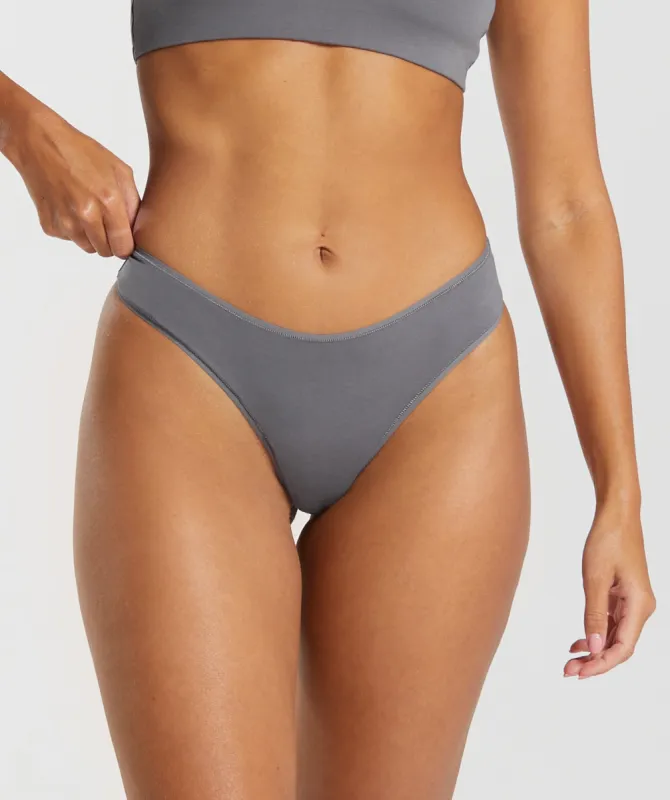 Gymshark Cotton Dipped Front Thong - Brushed Grey sold by Gymshark