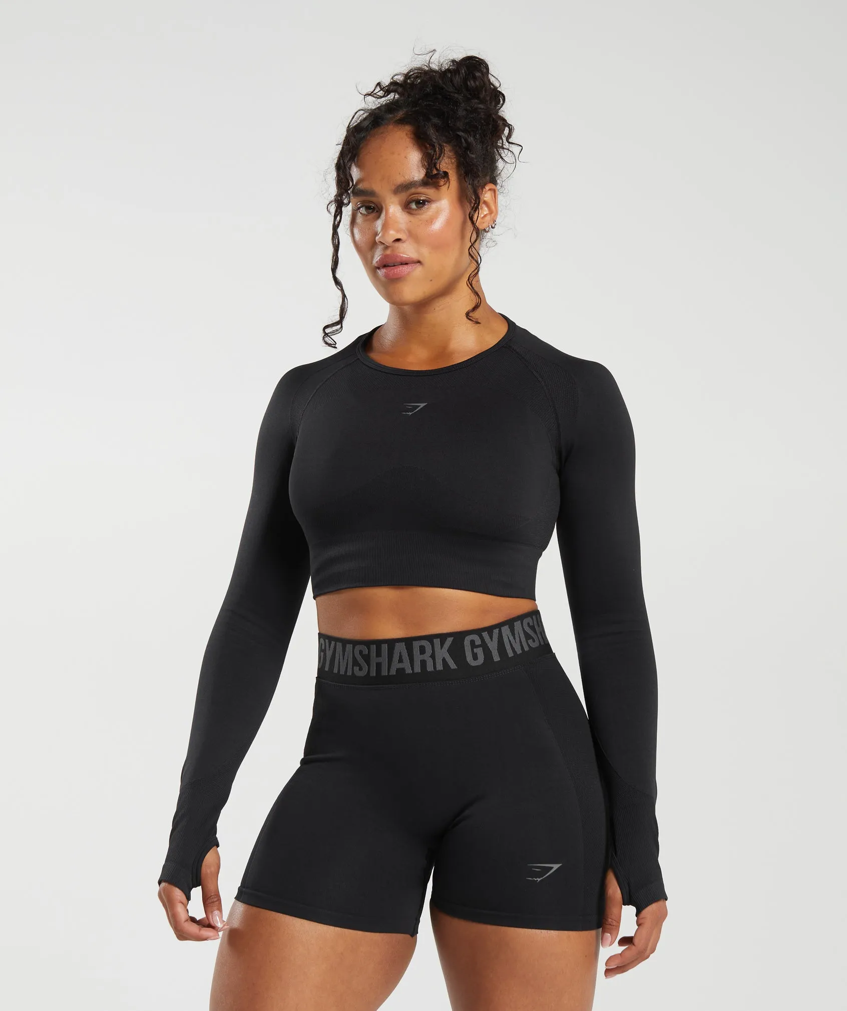 Gymshark Flex Sports Long Sleeve Crop Top - Black sold by Gymshark