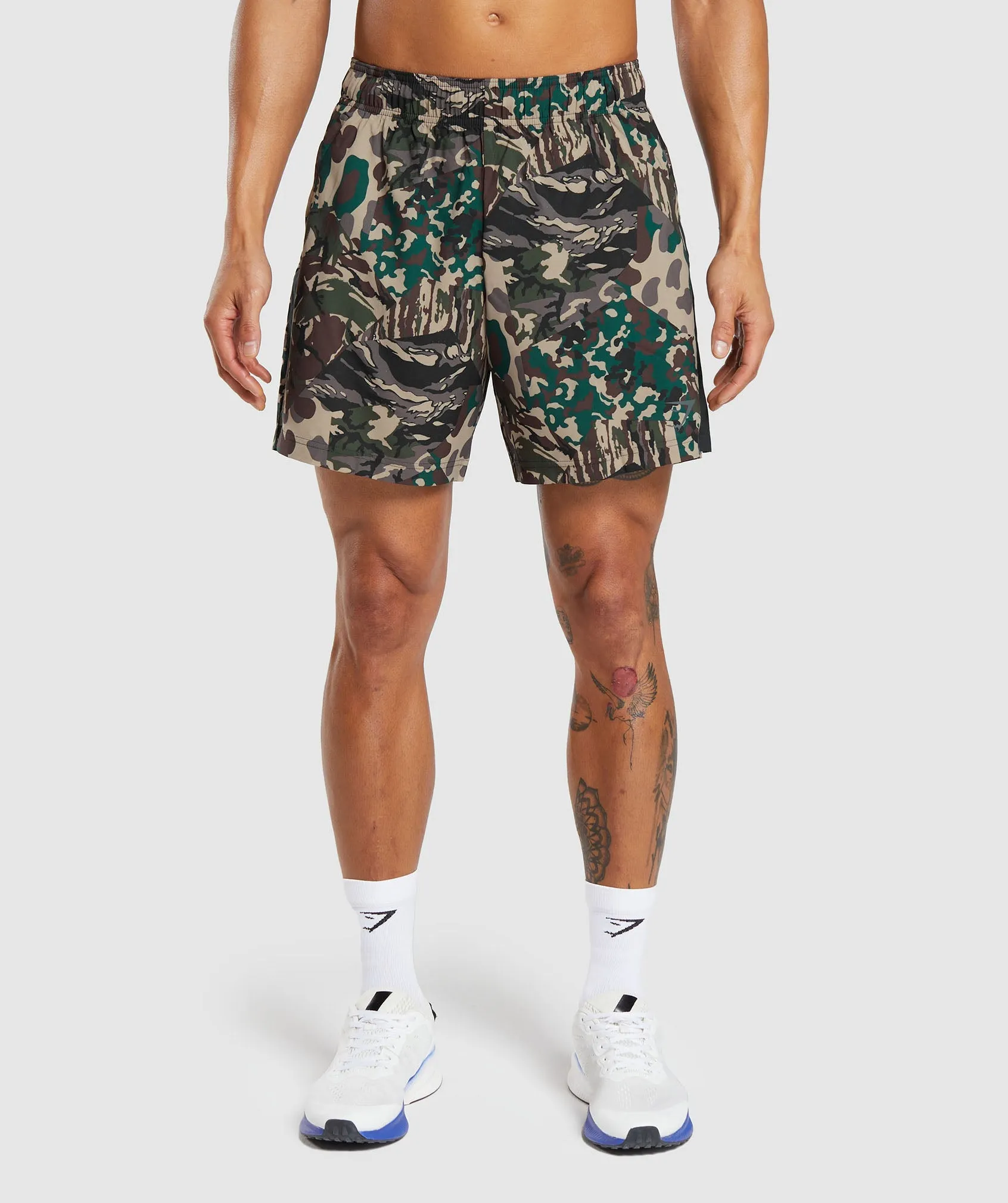 Gymshark Sport 7" Shorts - Cement Brown/Black Print sold by Gymshark