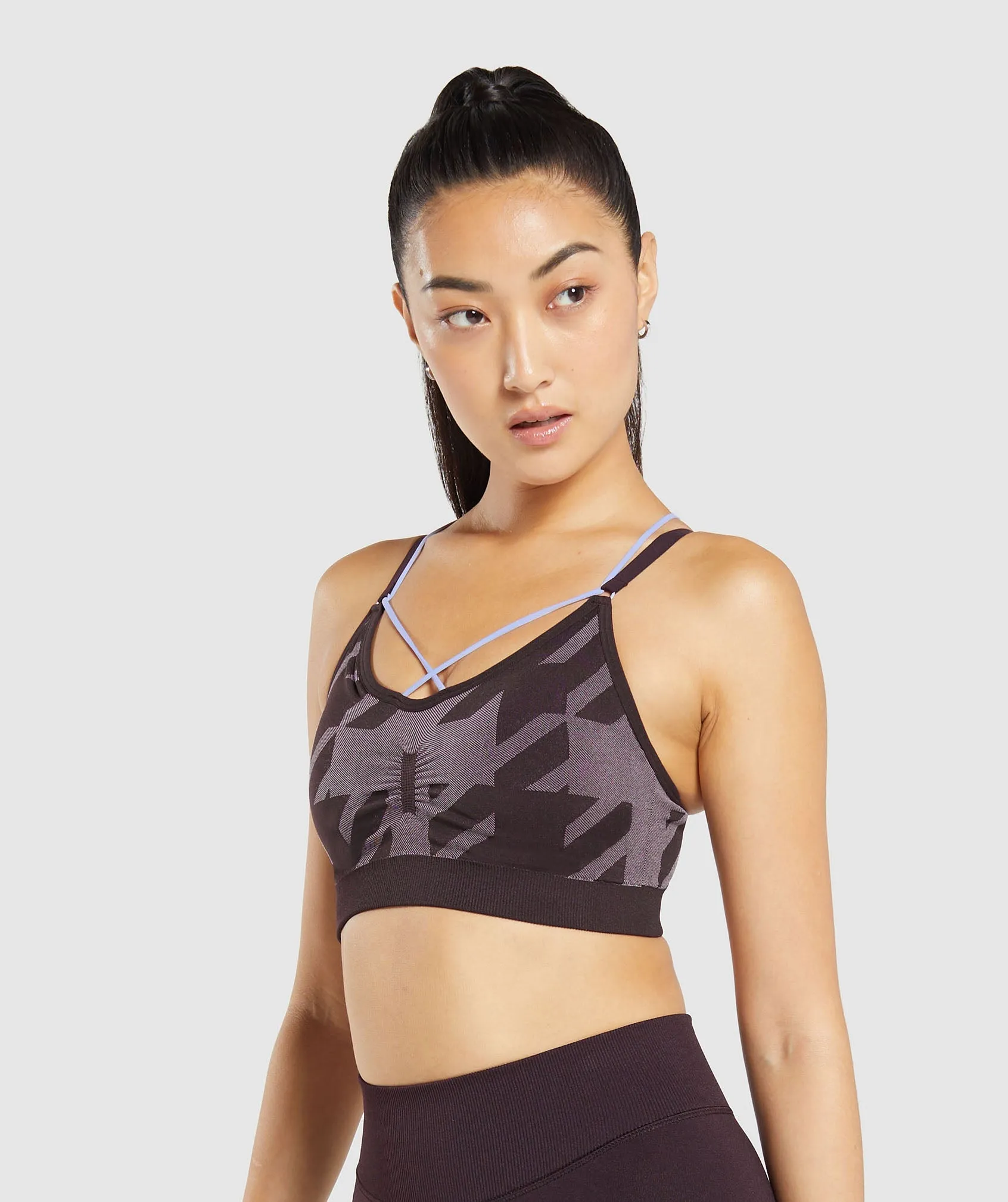 Gymshark Apex Limit Seamless Ruched Sports Bra - Plum Brown/Powder Lilac sold by Gymshark product image thumbnail 3