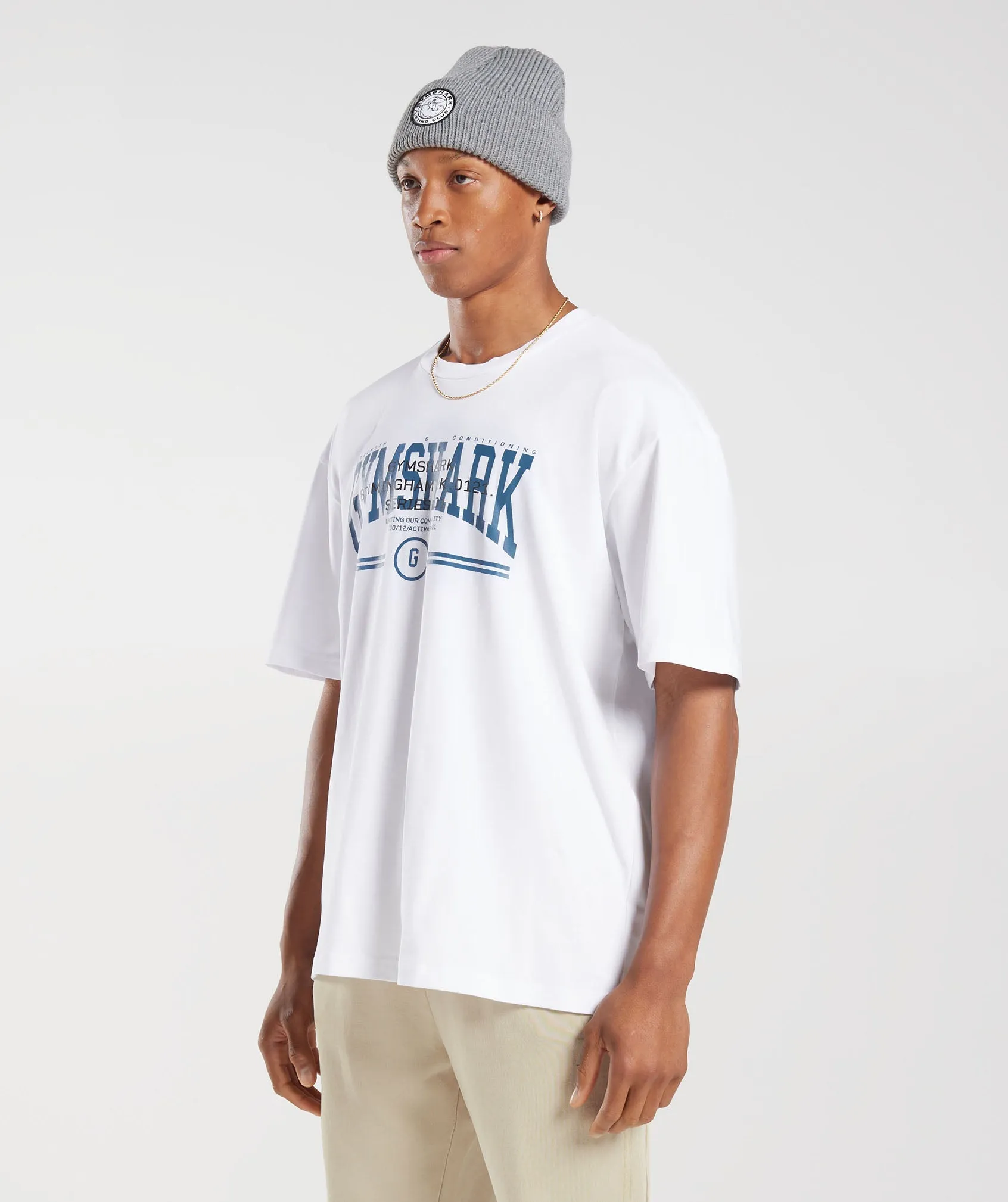 Gymshark Collegiate Oversized T-Shirt - White sold by Gymshark product image thumbnail 3