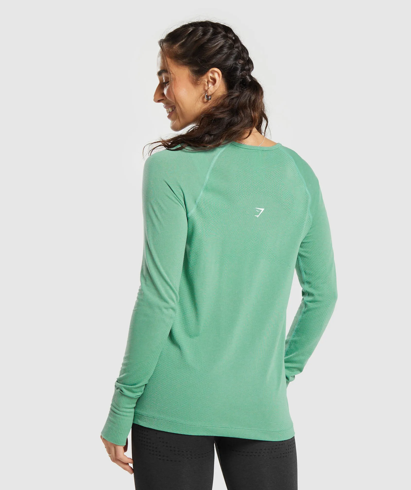 Gymshark Vital Seamless Light Long Sleeve Top - Lagoon Green Marl sold by Gymshark product image thumbnail 2