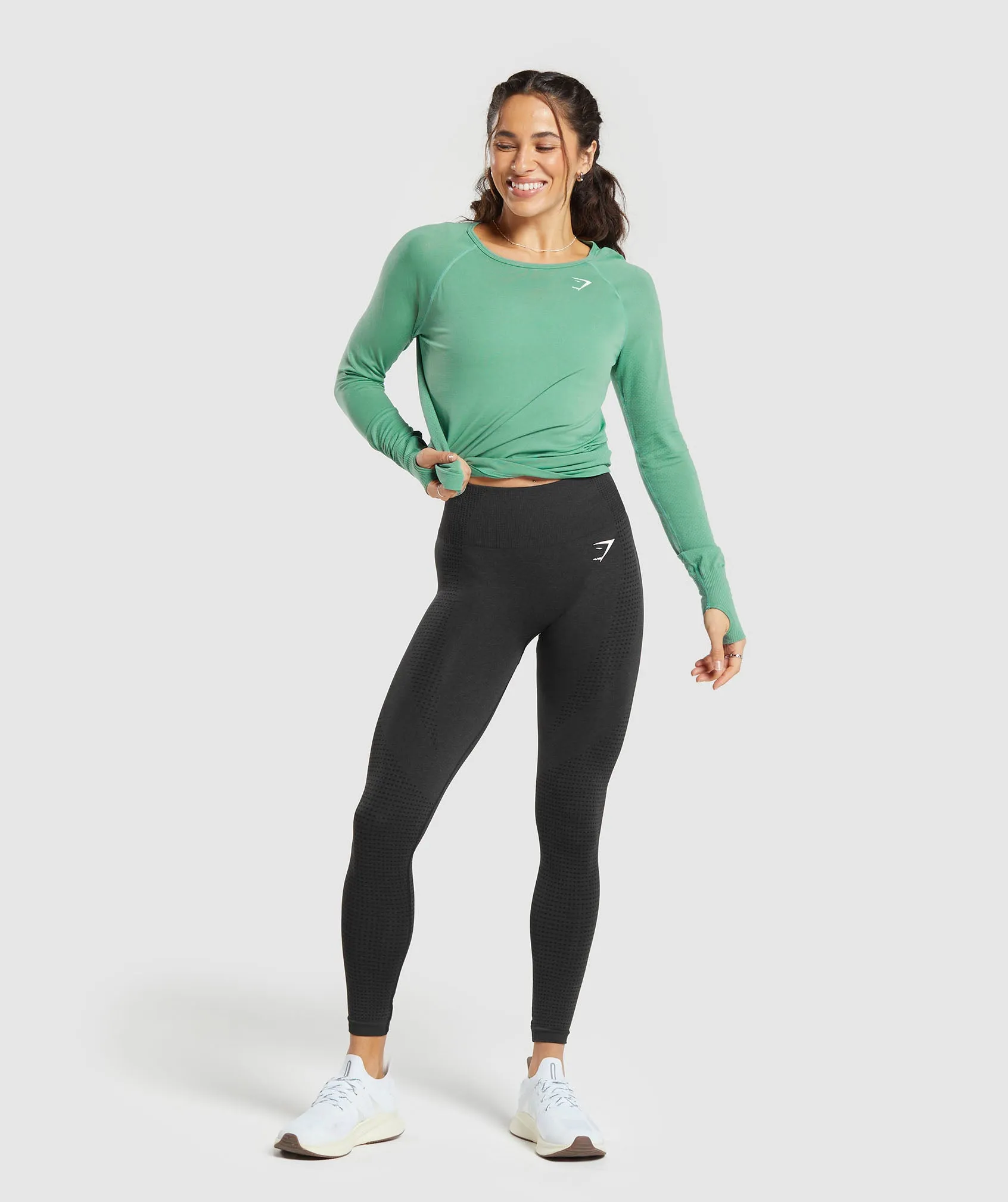 Gymshark Vital Seamless Light Long Sleeve Top - Lagoon Green Marl sold by Gymshark product image thumbnail 4