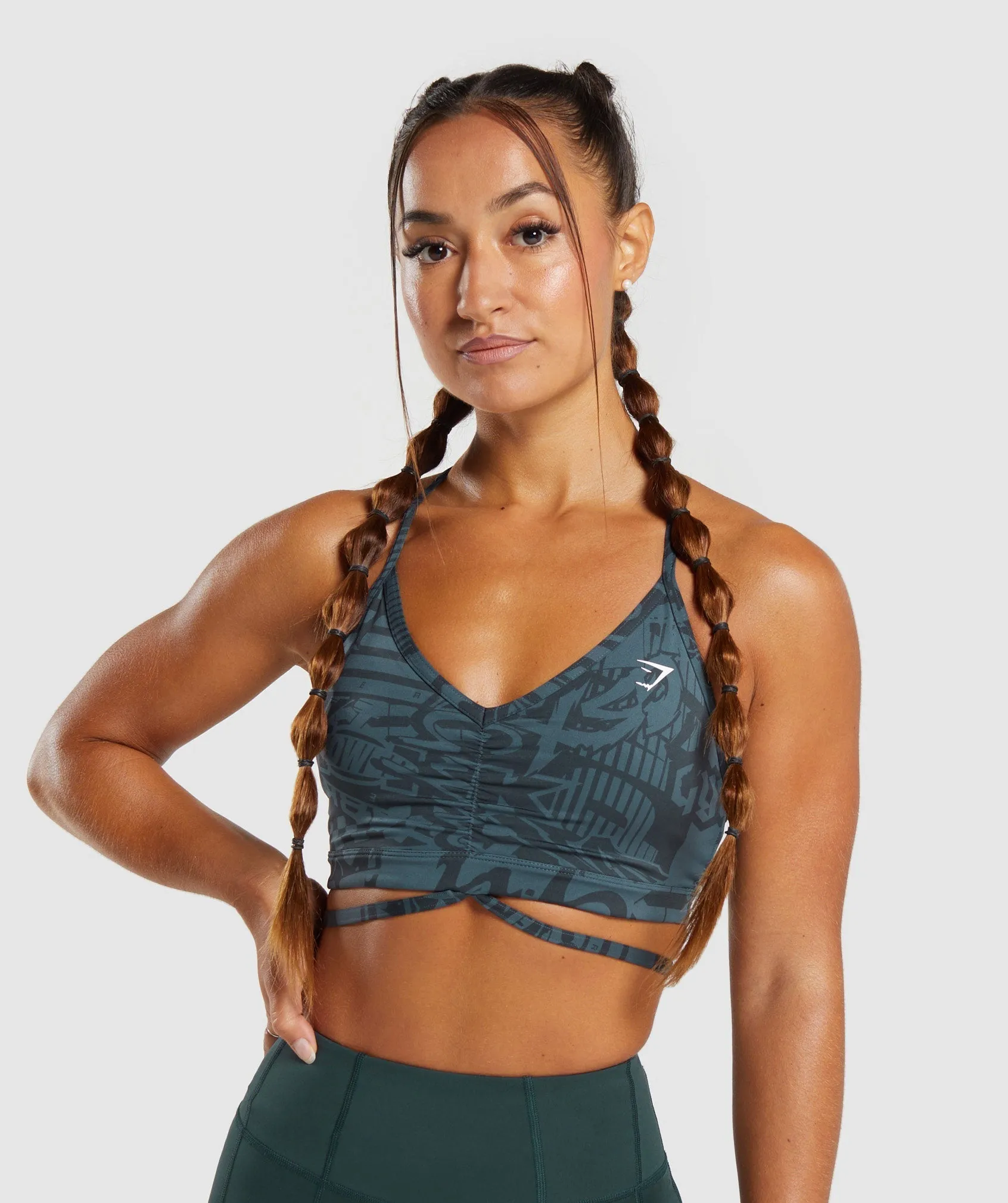 GS Power Strappy Sports Bra - Smokey Teal sold by Gymshark