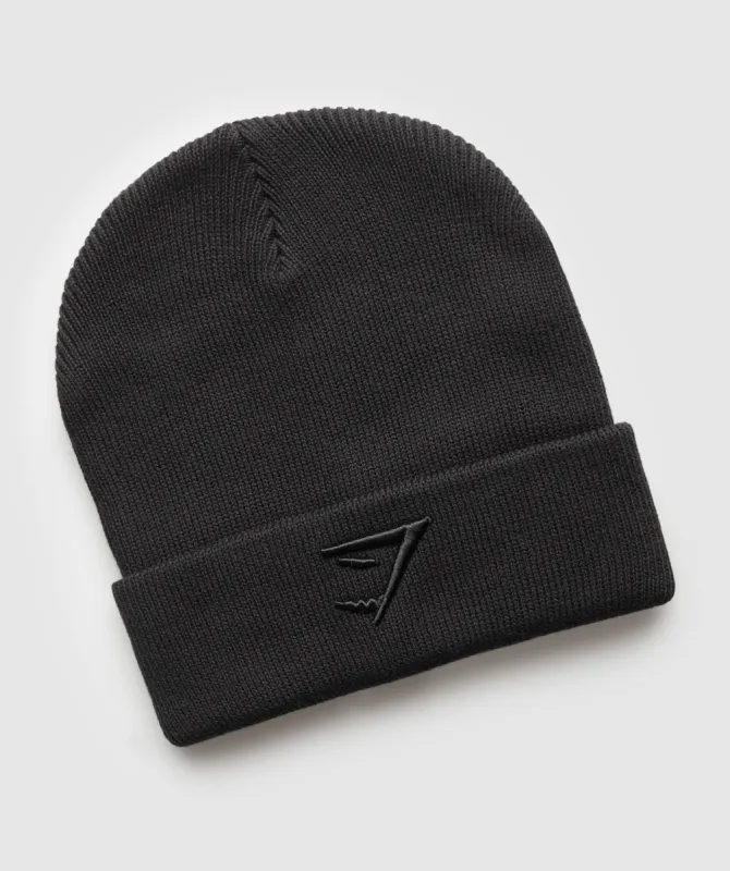 Gymshark Sharkhead Beanie - Black/Black sold by Gymshark