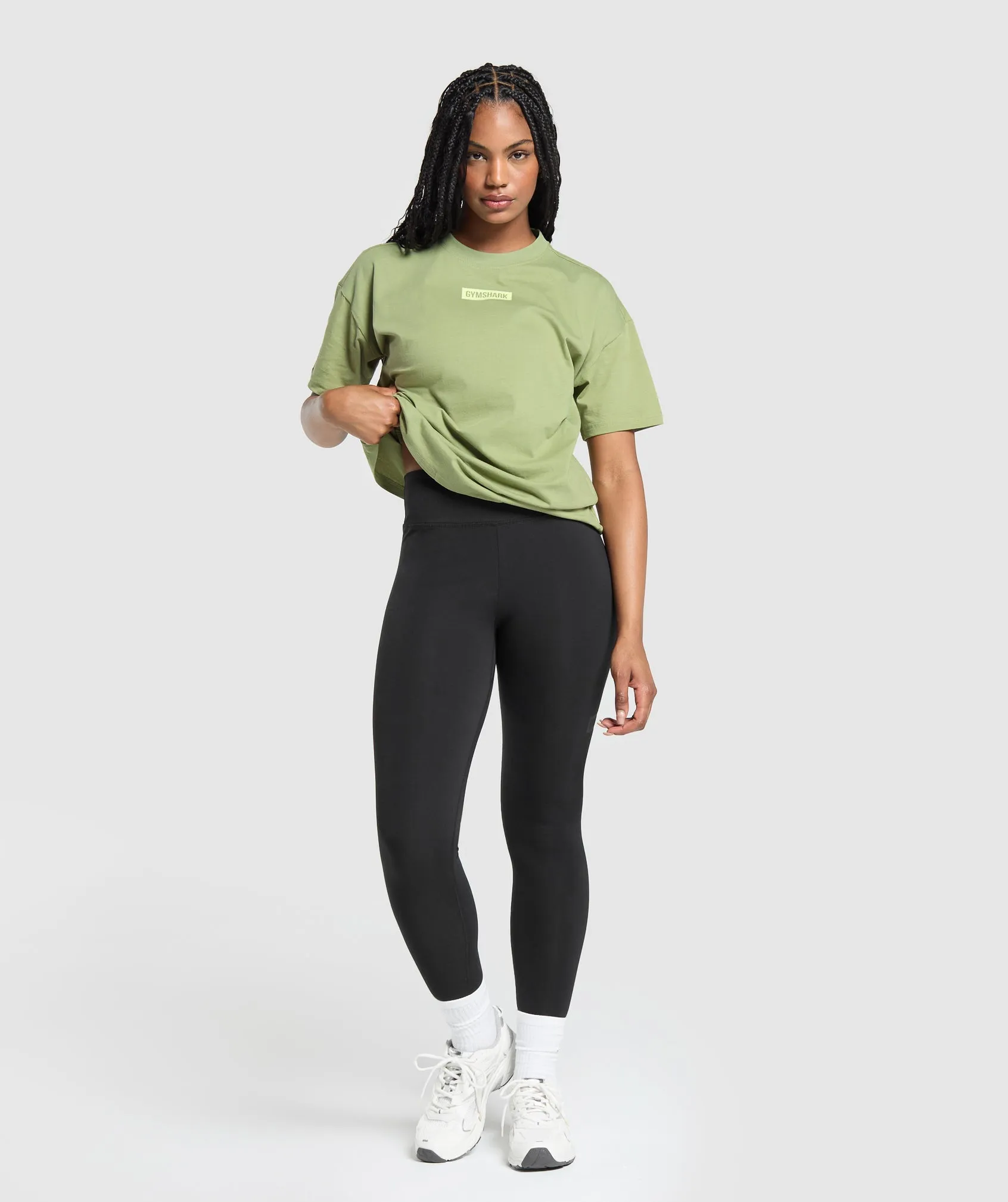 Gymshark Block Oversized T-Shirt - Natural Sage Green sold by Gymshark product image thumbnail 4
