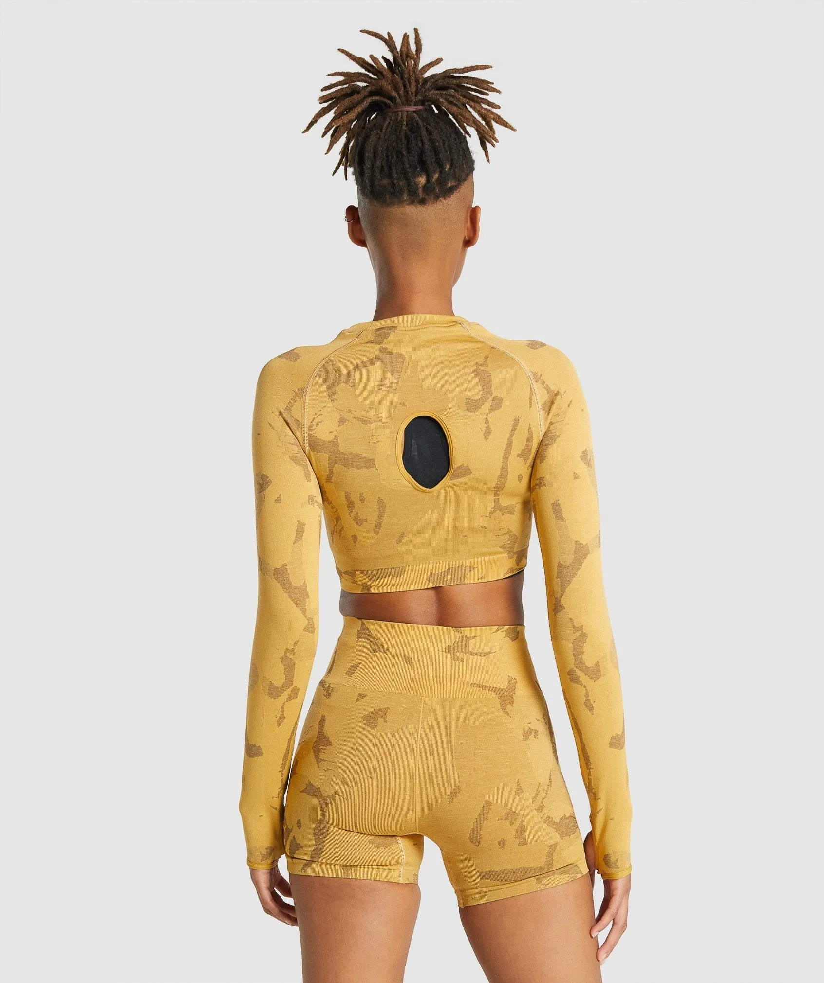 Gymshark Adapt Camo Seamless Long Sleeve Crop Top - Savanna | Yellow sold by Gymshark product image thumbnail 2