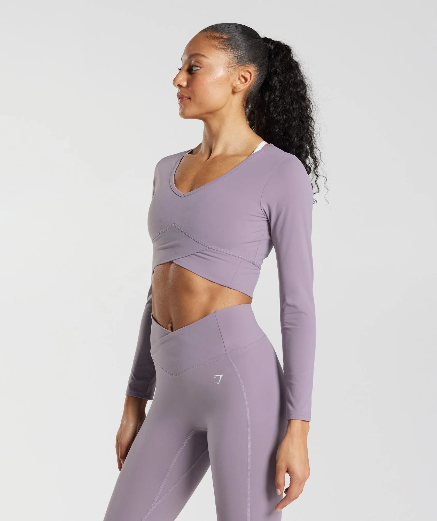 Gymshark Crossover Long Sleeve Crop Top - Slate Lavender sold by Gymshark product image thumbnail 3