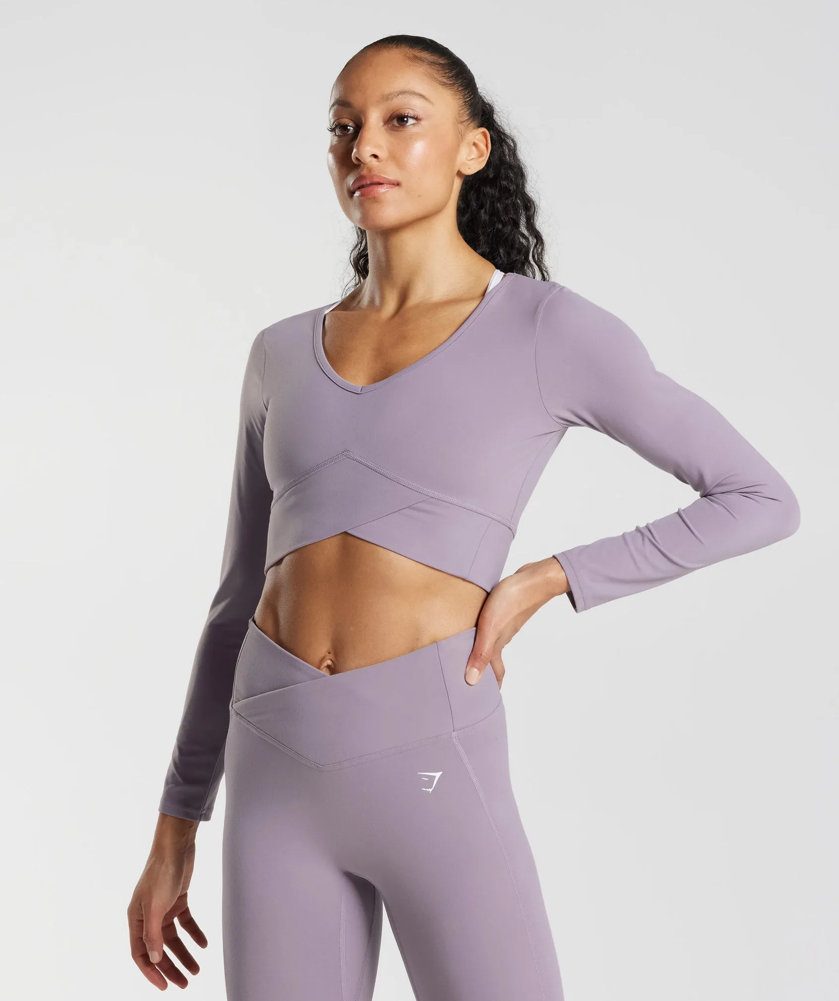 Gymshark Crossover Long Sleeve Crop Top - Slate Lavender sold by Gymshark