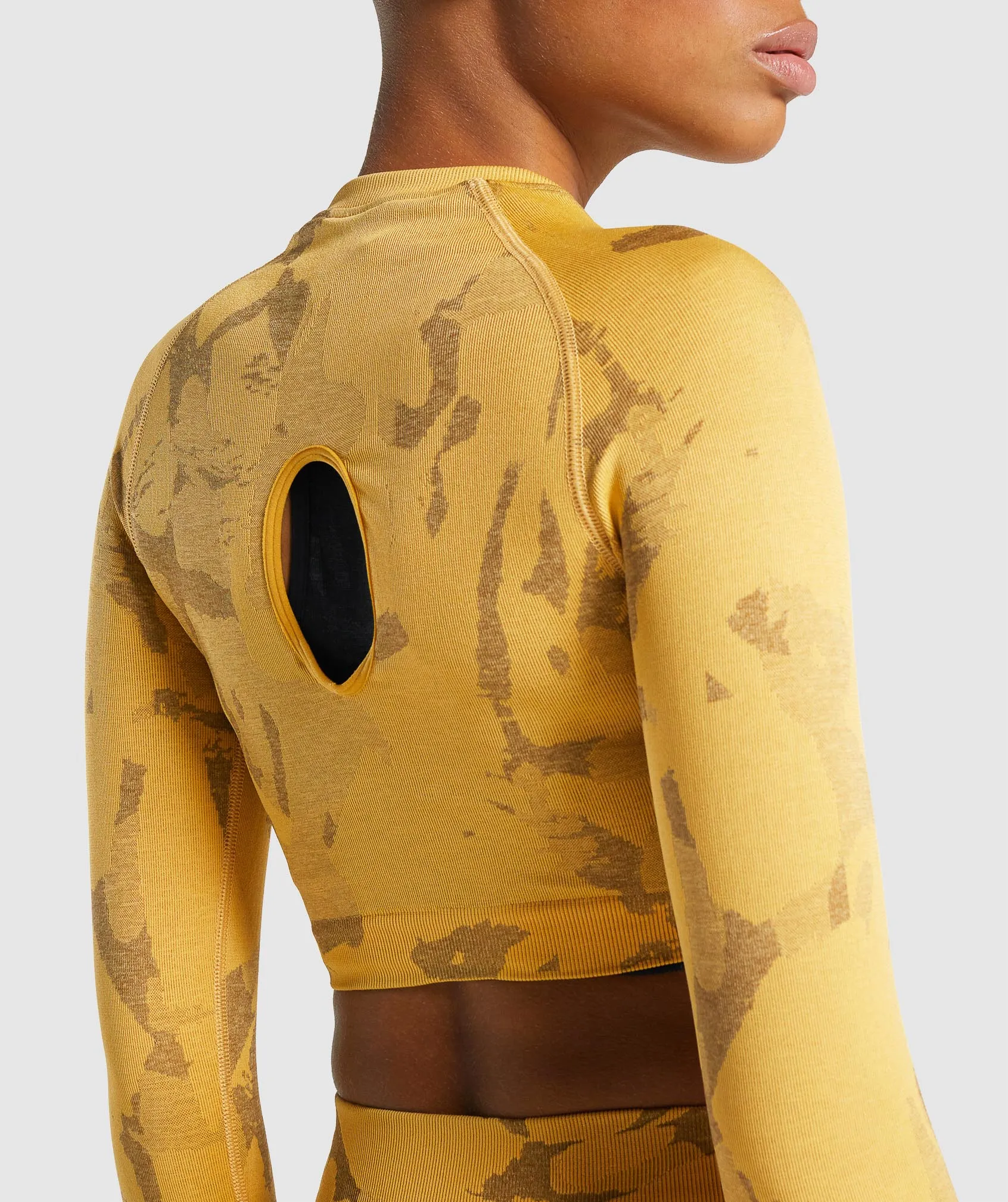 Gymshark Adapt Camo Seamless Long Sleeve Crop Top - Savanna | Yellow sold by Gymshark product image thumbnail 5