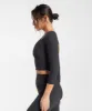 Gymshark Elevate 3/4 Sleeve Crop Top - Black sold by Gymshark