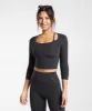 Gymshark Elevate 3/4 Sleeve Crop Top - Black sold by Gymshark