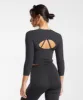 Gymshark Elevate 3/4 Sleeve Crop Top - Black sold by Gymshark