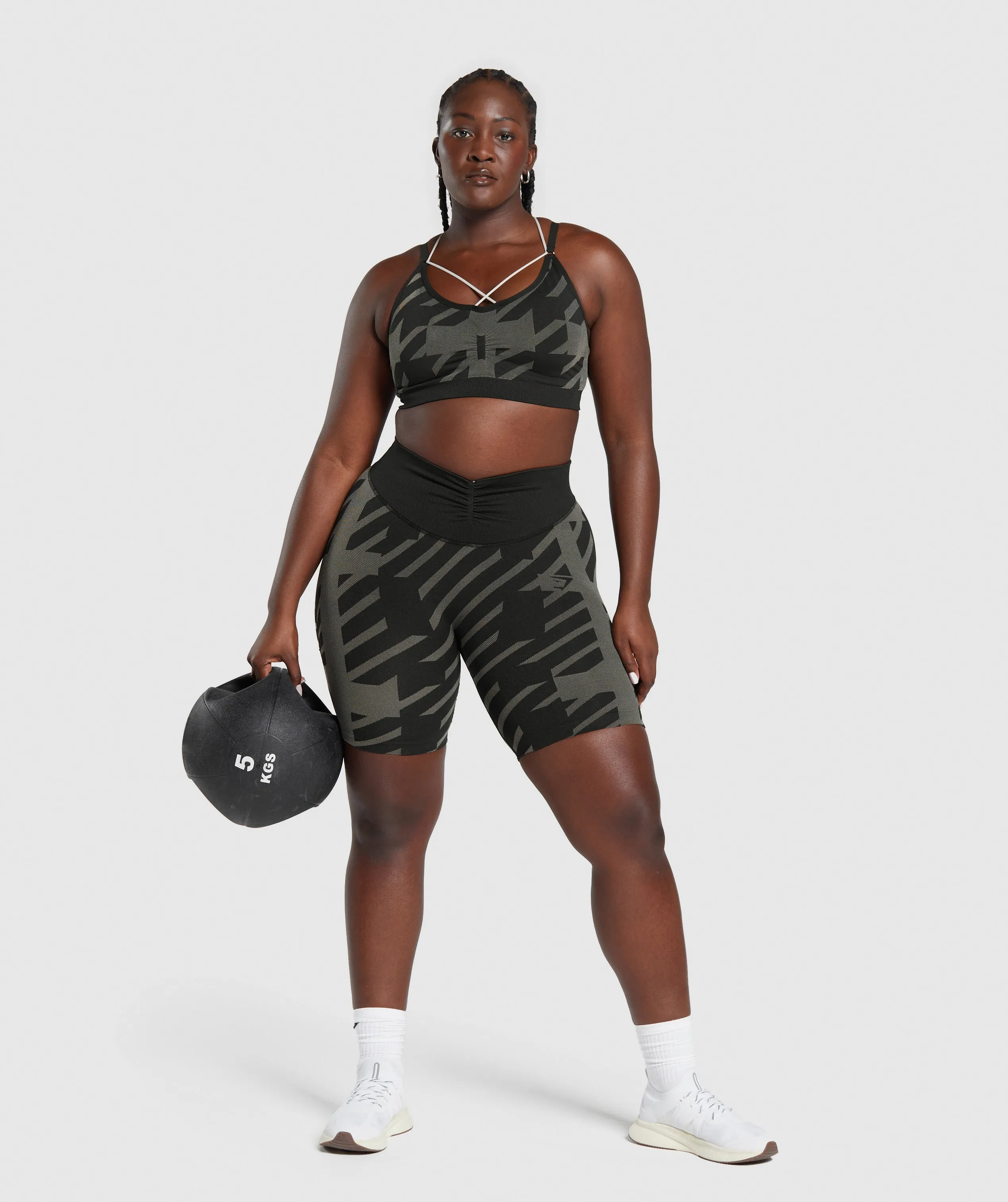 Gymshark Apex Limit Seamless Ruched Sports Bra - Black/Washed Stone Brown sold by Gymshark product image thumbnail 5