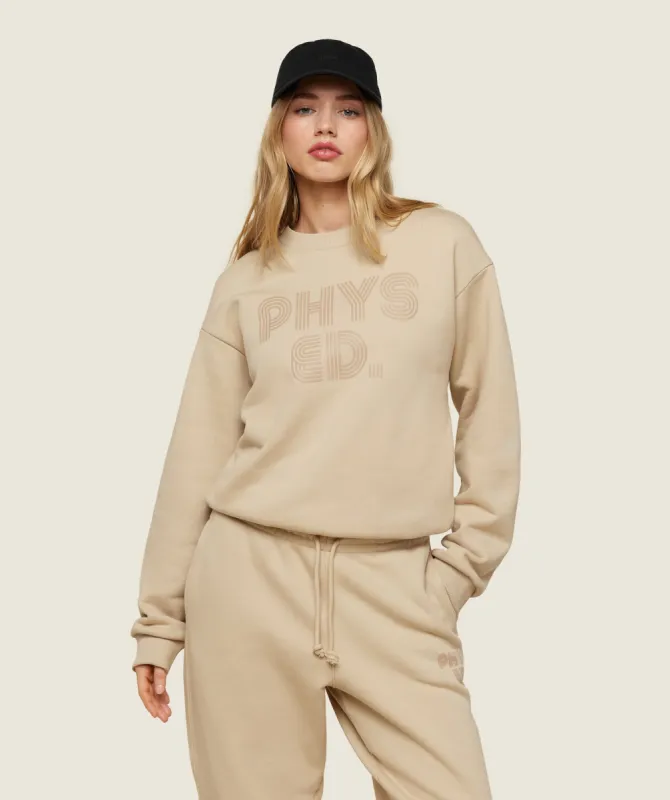 Gymshark Phys Ed Graphics Relaxed Sweatshirt - Vanilla Beige sold by Gymshark