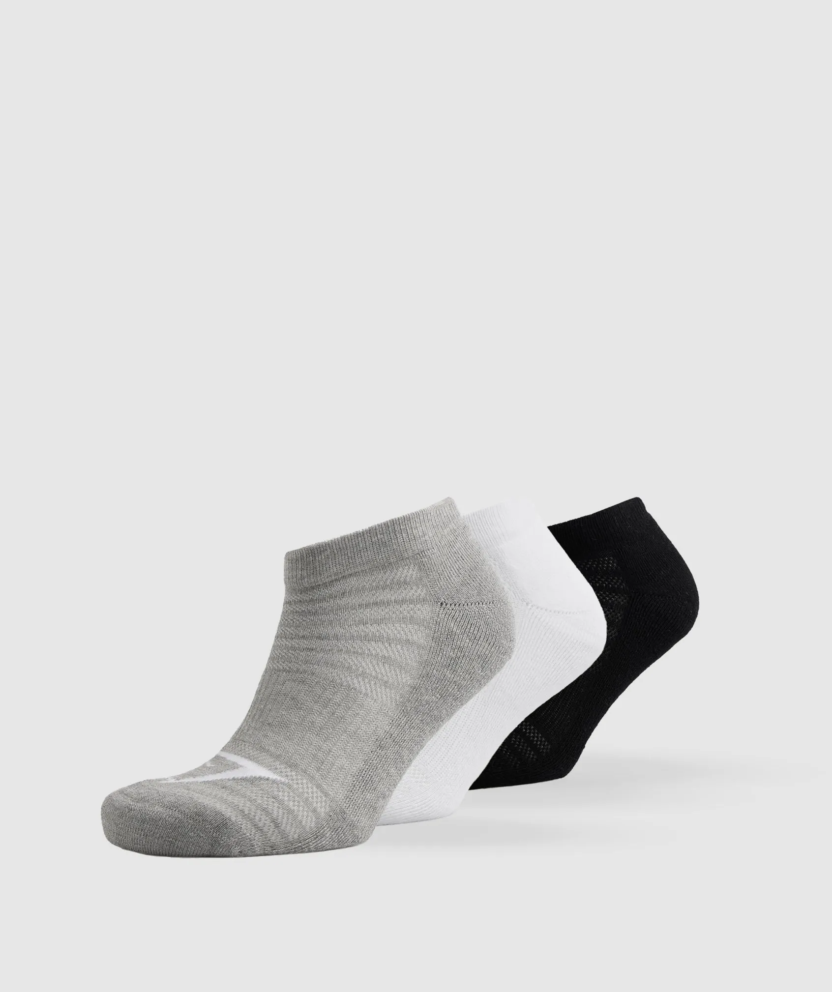 Gymshark Ankle Socks 3pk - White/Black/Light Grey Core Marl sold by Gymshark