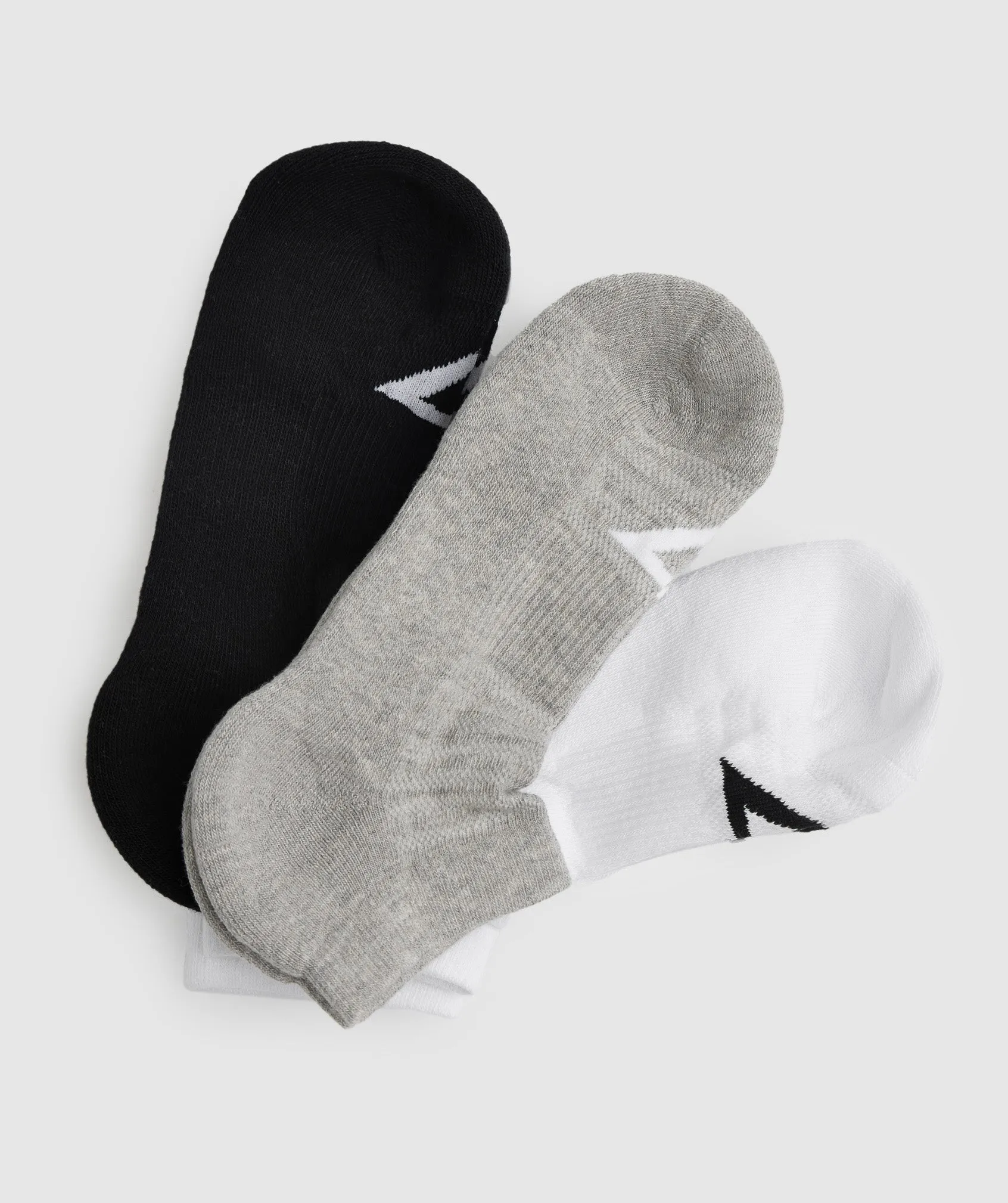 Gymshark Ankle Socks 3pk - White/Black/Light Grey Core Marl sold by Gymshark product image thumbnail 2
