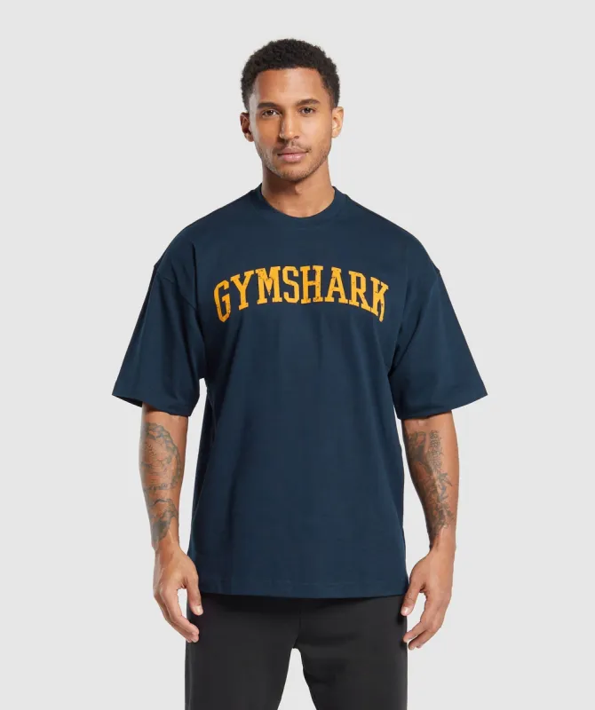 Gymshark Collegiate T-Shirt - Navy sold by Gymshark