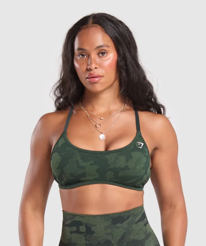 Gymshark Adapt Camo Minimal Bra - Victory Green/ Force Green sold by Gymshark